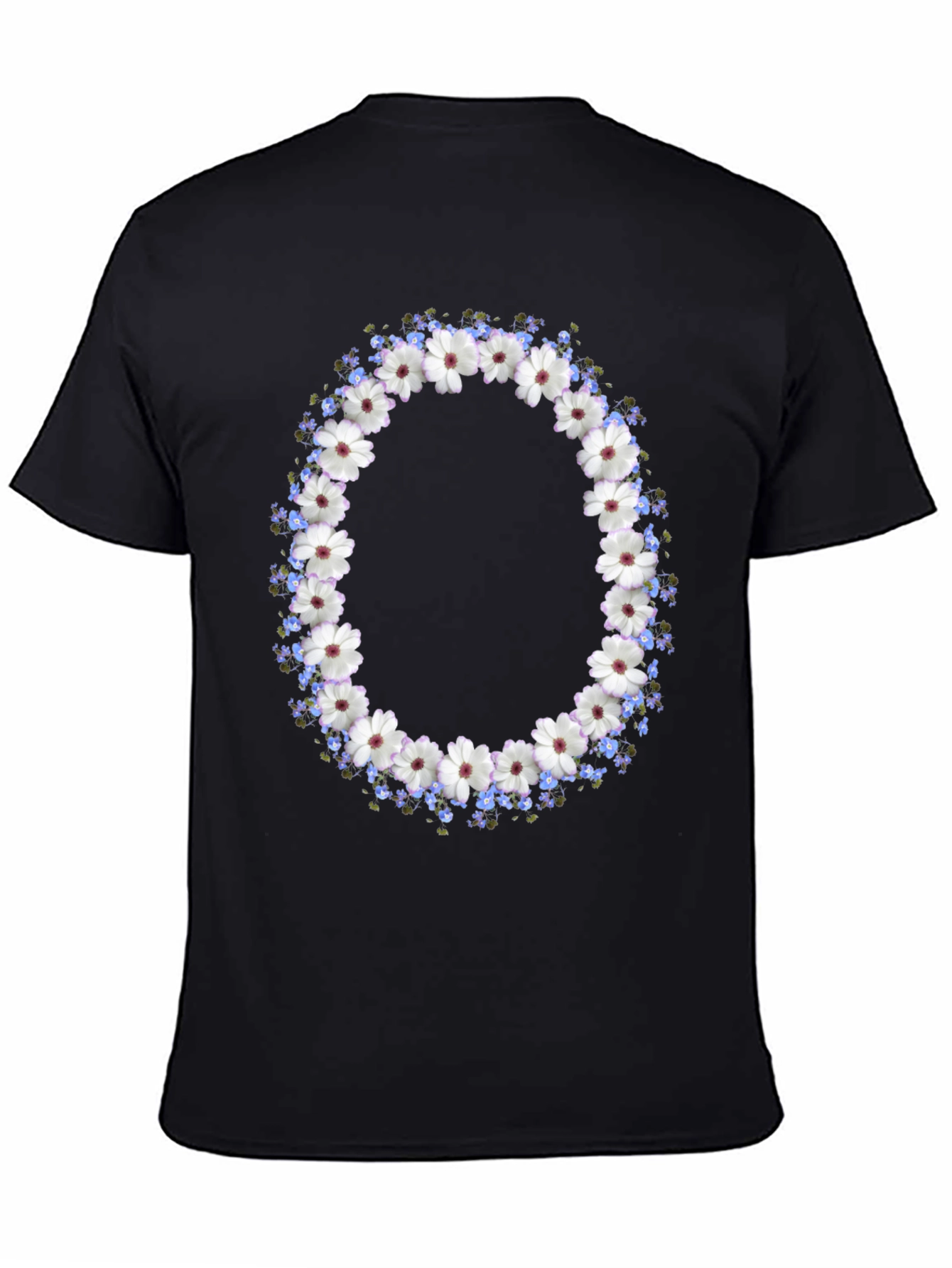 Black Floral Wreath Graphic Black T-Shirt view 4