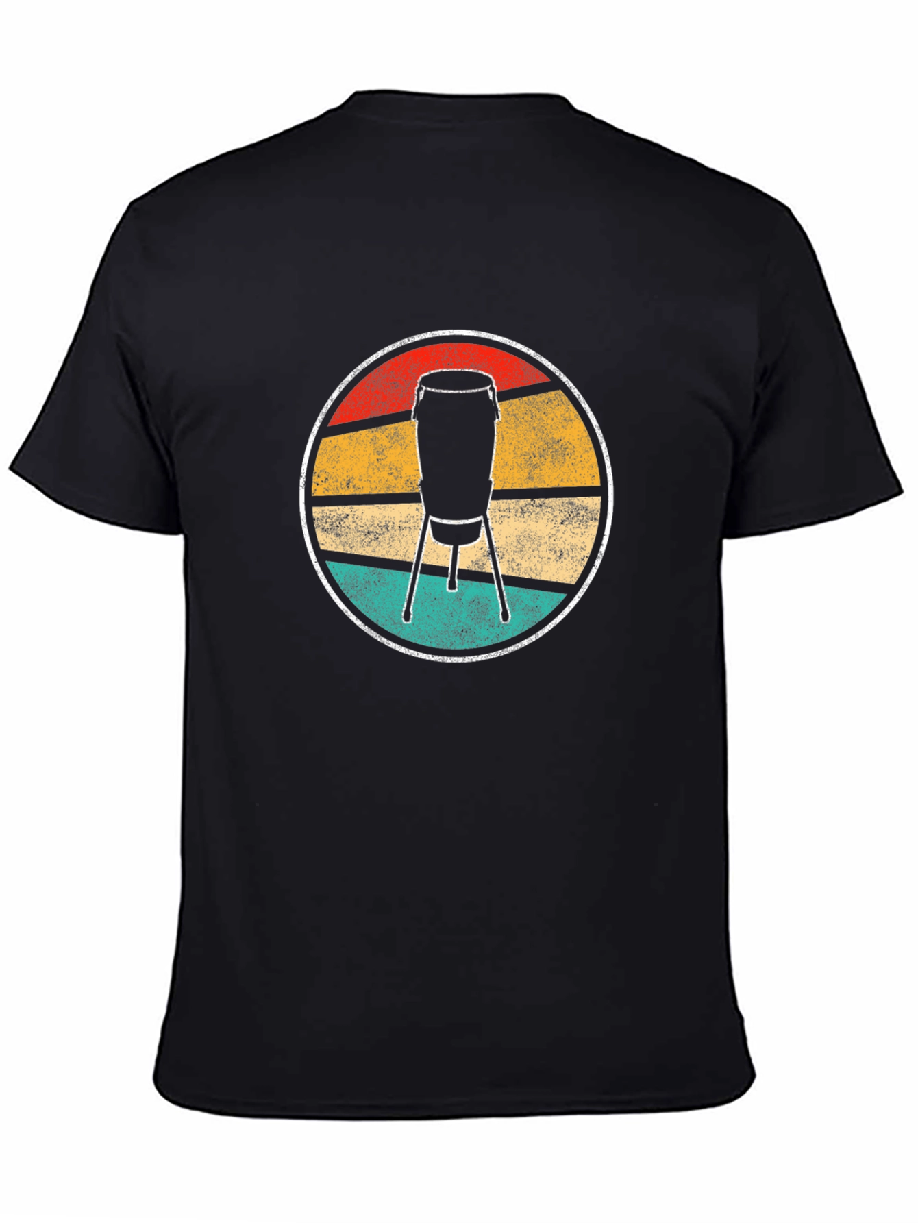 Black Retro Conga Drum T-Shirt - Music Lover Tee view 4