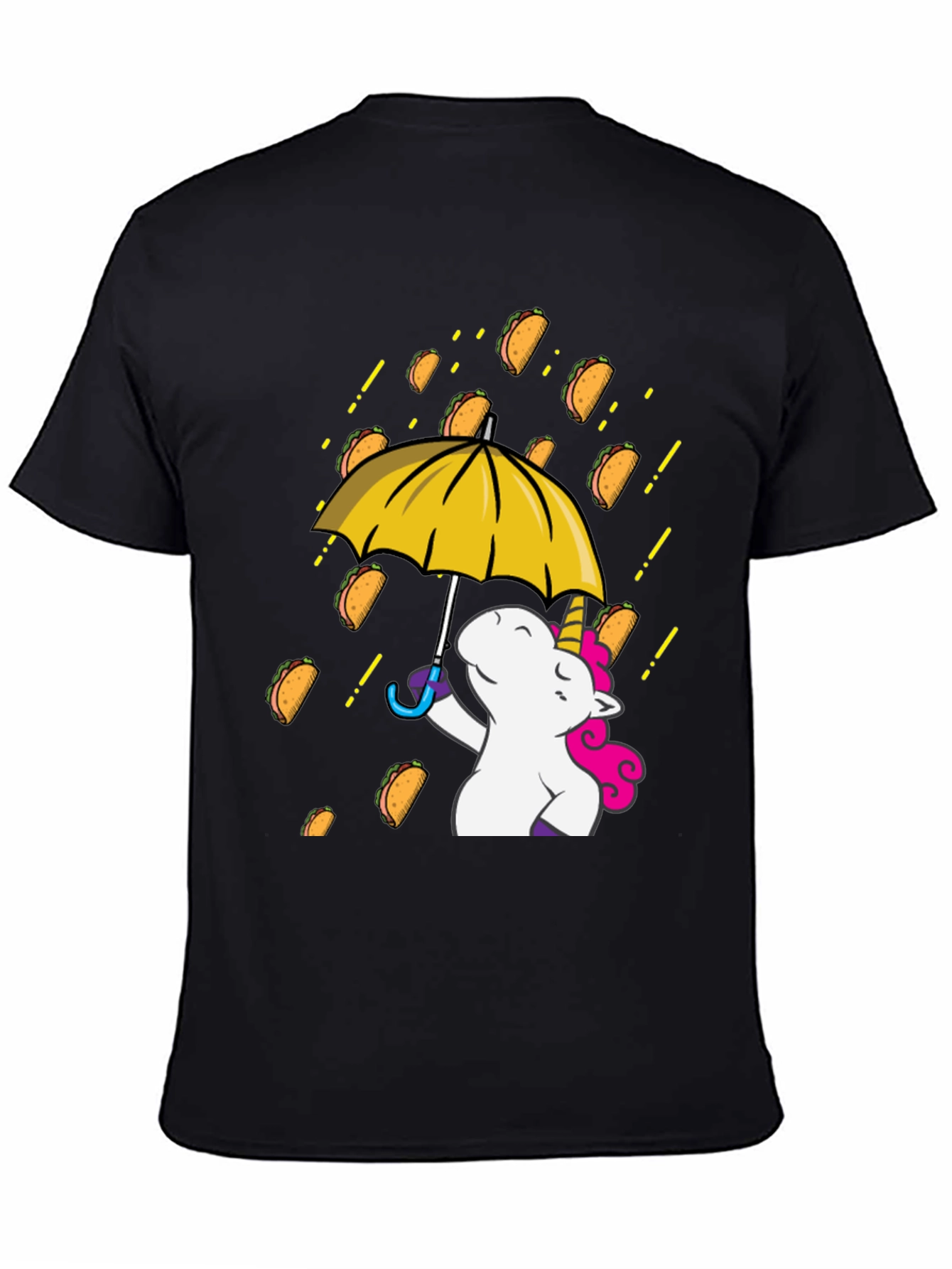 Black Unicorn Taco Rain Graphic T-Shirt view 4