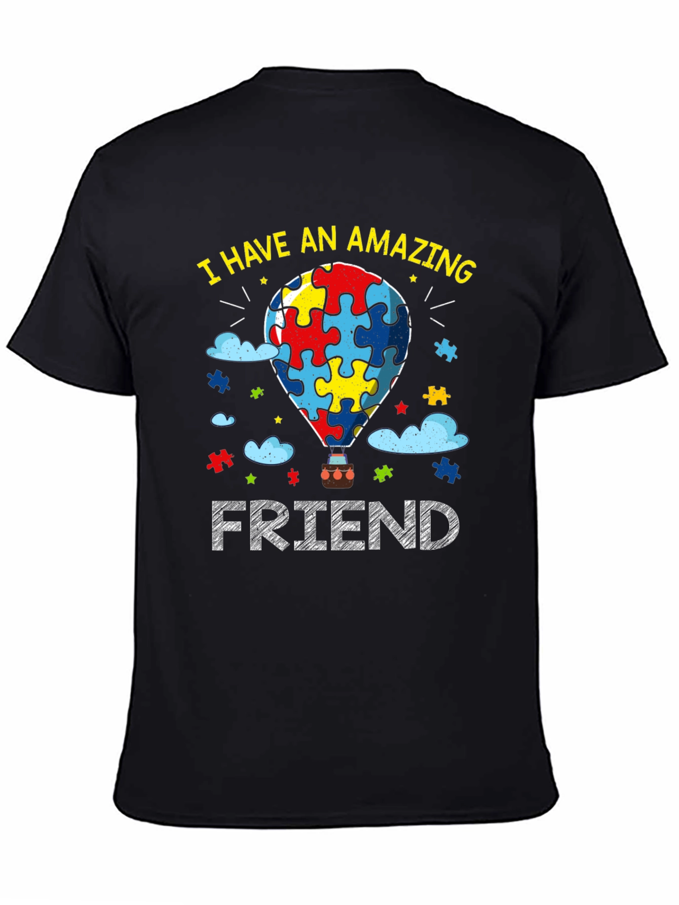 Black Amazing Friend Autism Awareness T-Shirt view 4