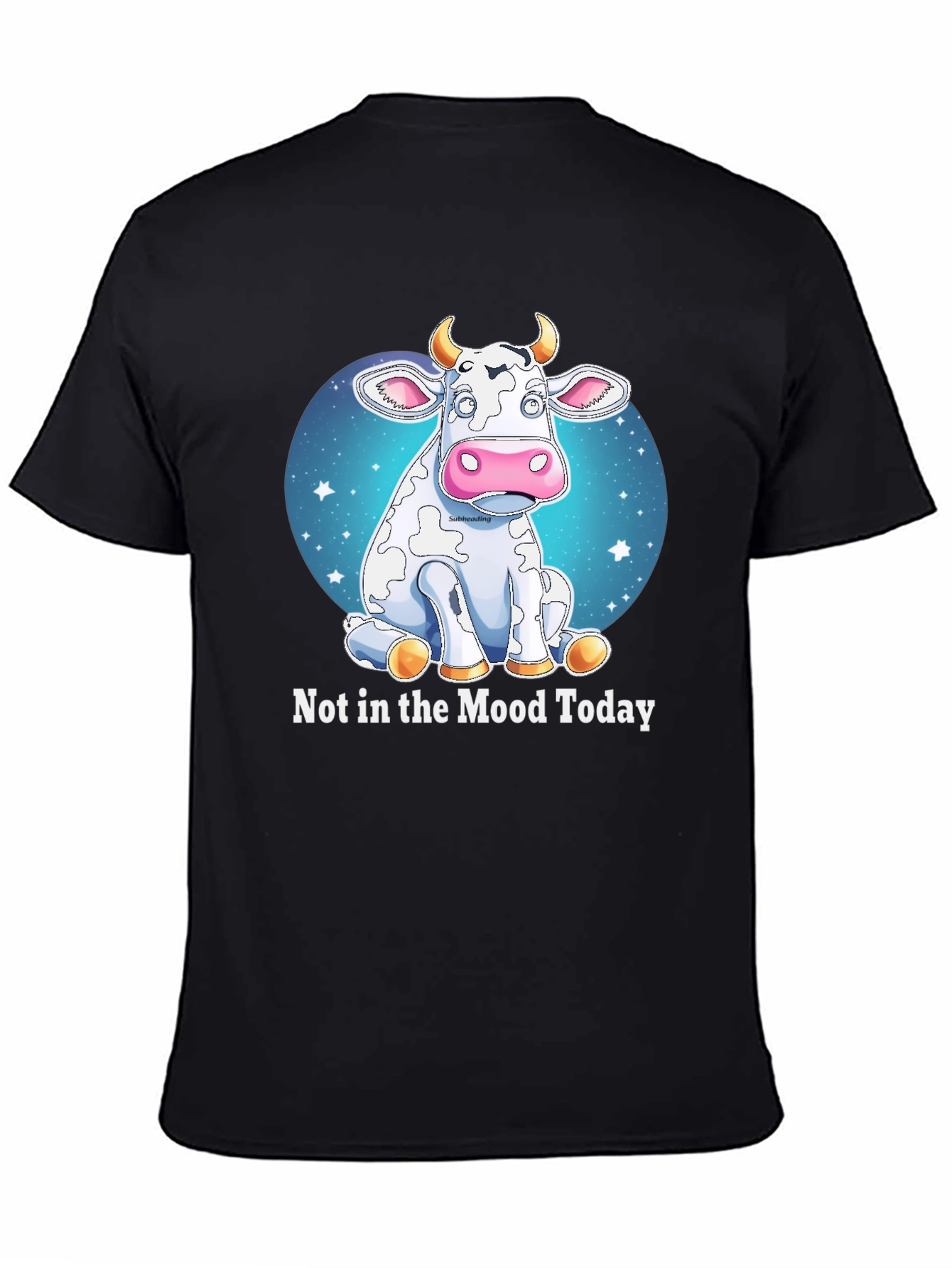 Black Funny Cow Mood T-Shirt - Not in the Mood Today Tee view 4