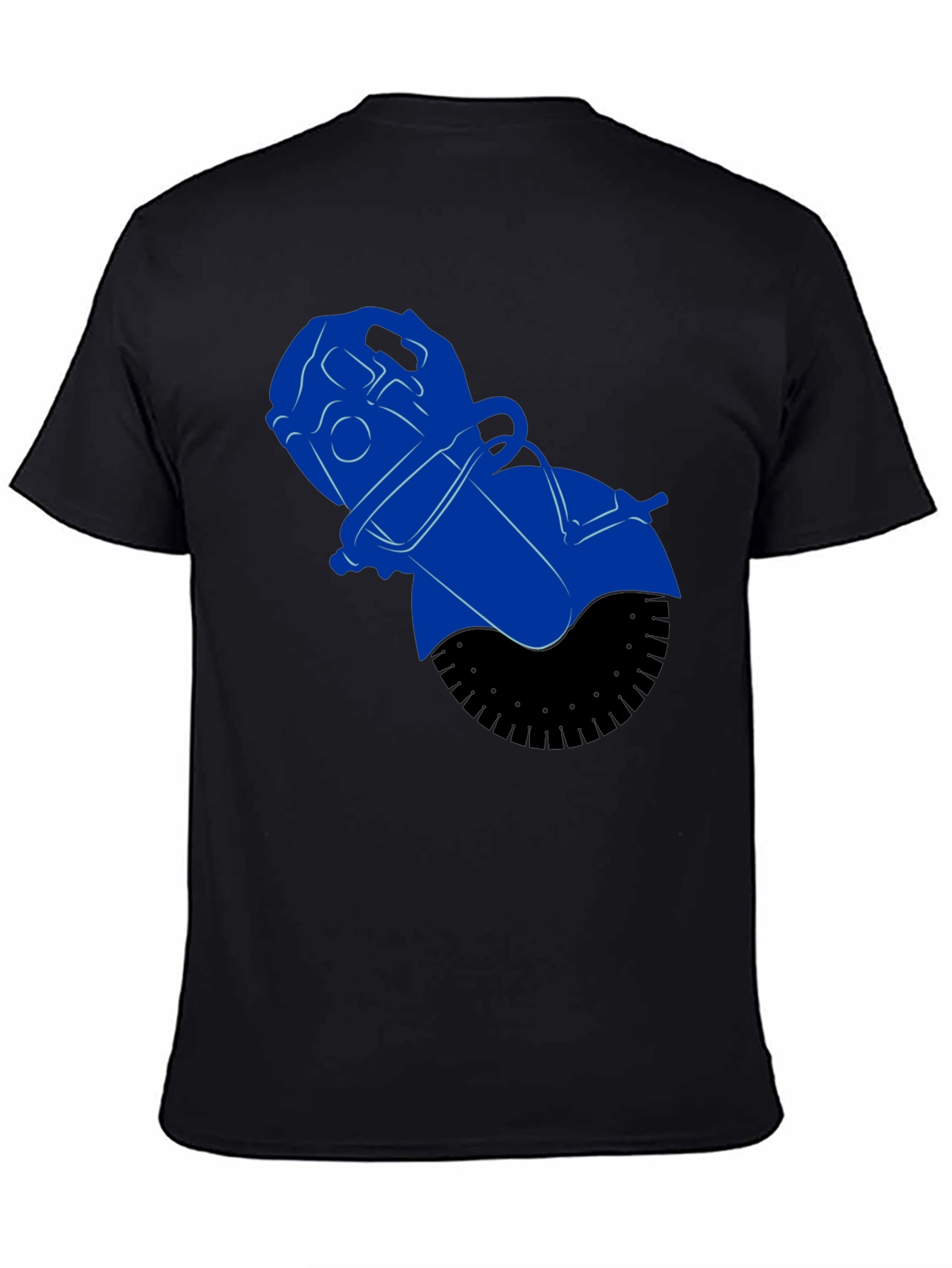 Black Blue Power Tool Graphic Tee - Black Cotton Blend Shirt view 4