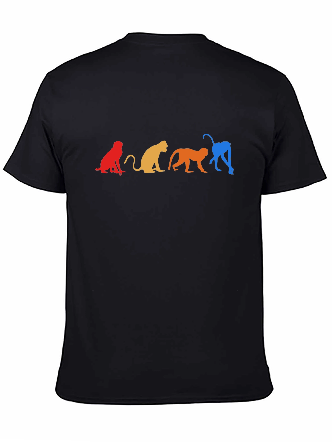 Black Colorful Monkey Silhouette Graphic Tee - Black view 4