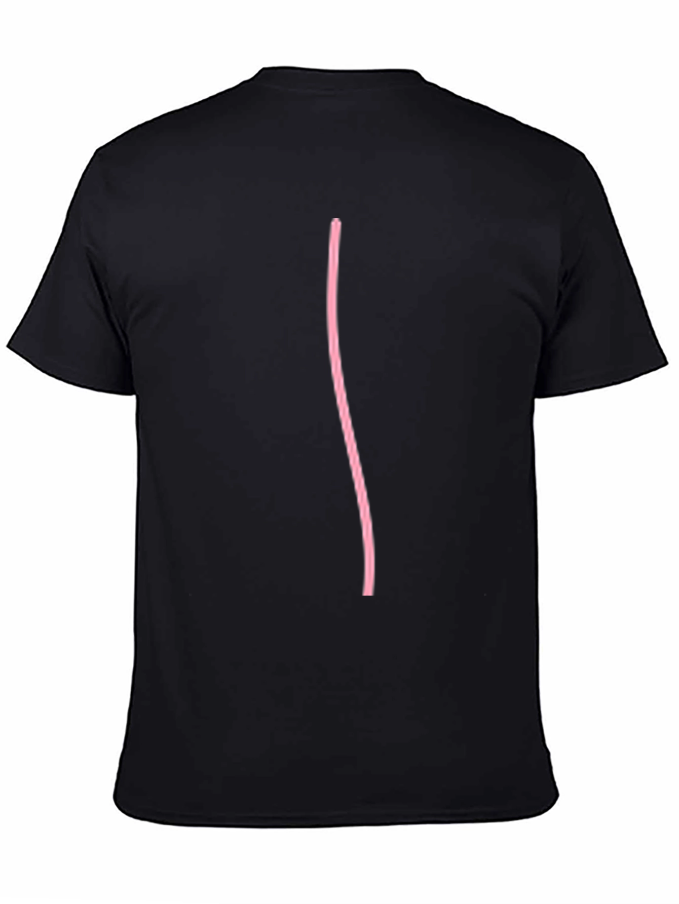 Black Black Casual Tee with Pink Line Design view 4