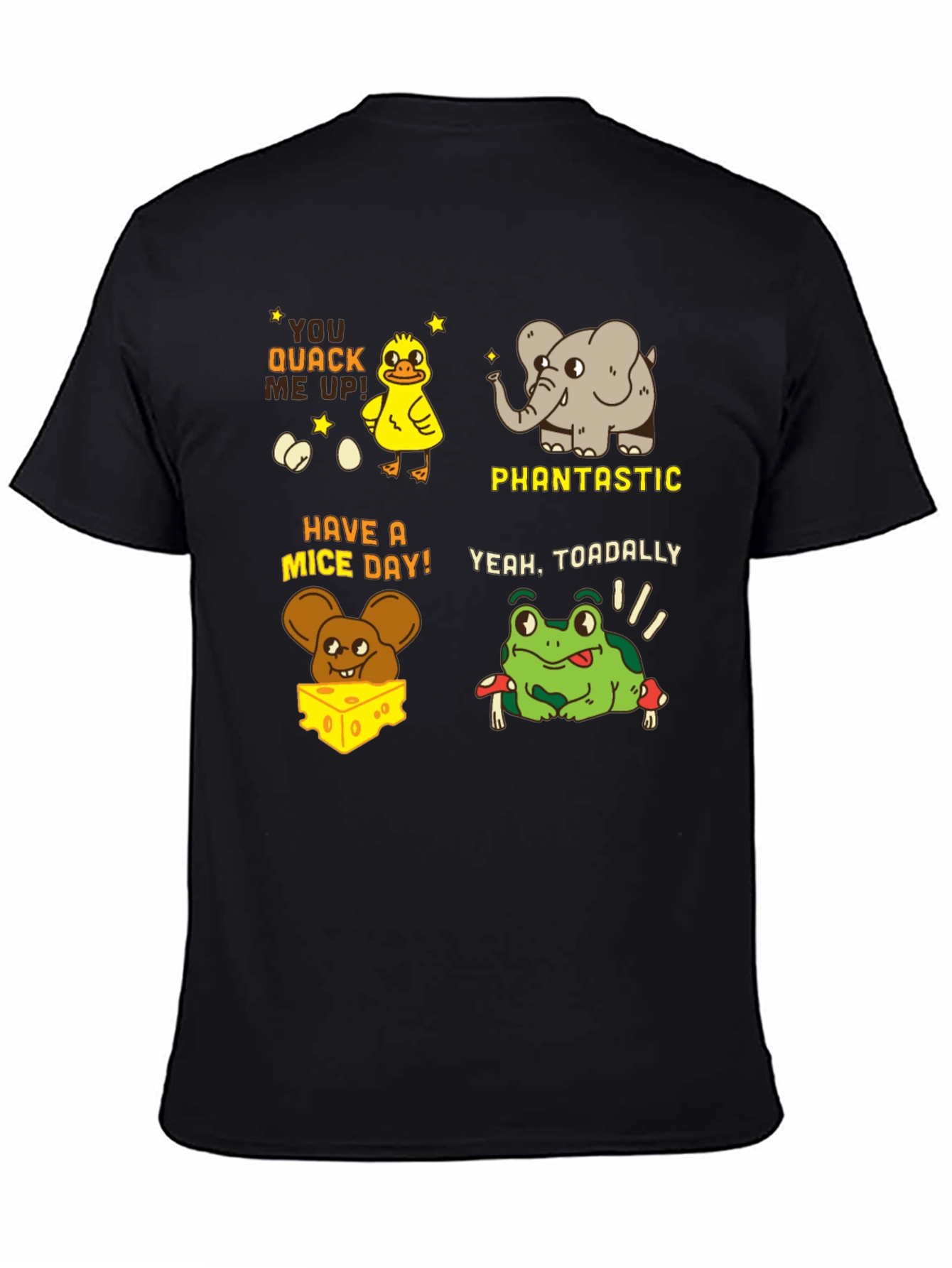 Black Pun-tastic Animal Tee: Quack Me Up, Have a Mice Day! view 4