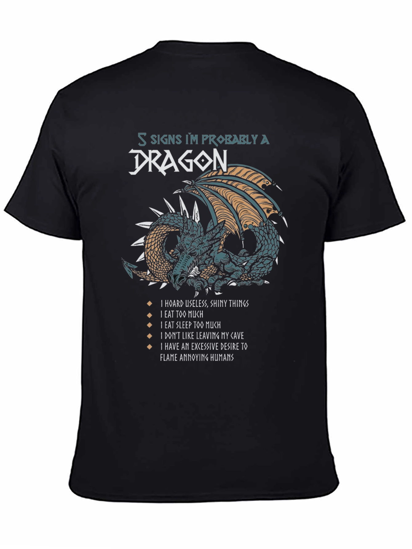 Black Dragon Lover T-Shirt - 5 Signs I'm a Dragon view 4