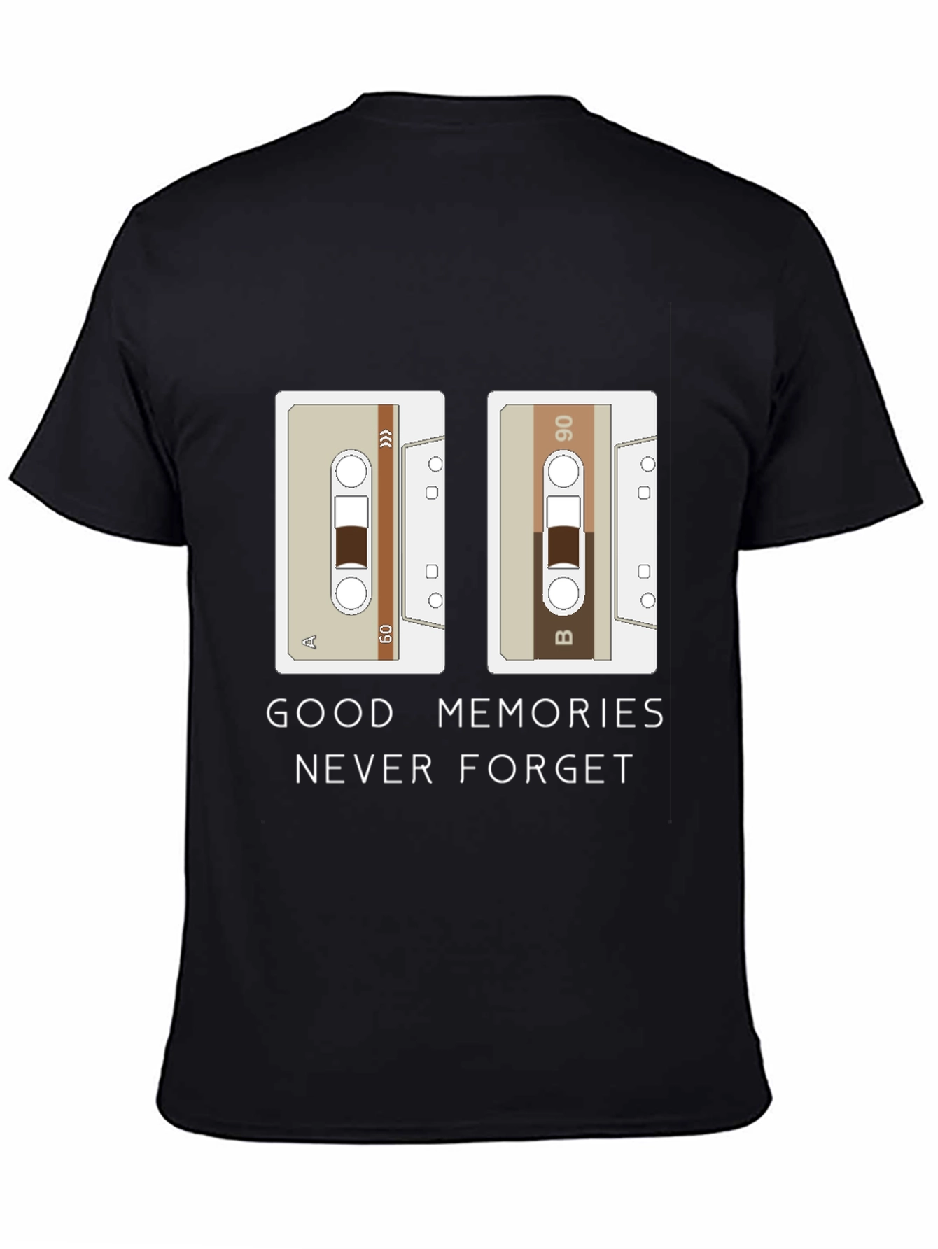 Black Retro Cassette Tape Graphic T-Shirt: Good Memories Tee view 4