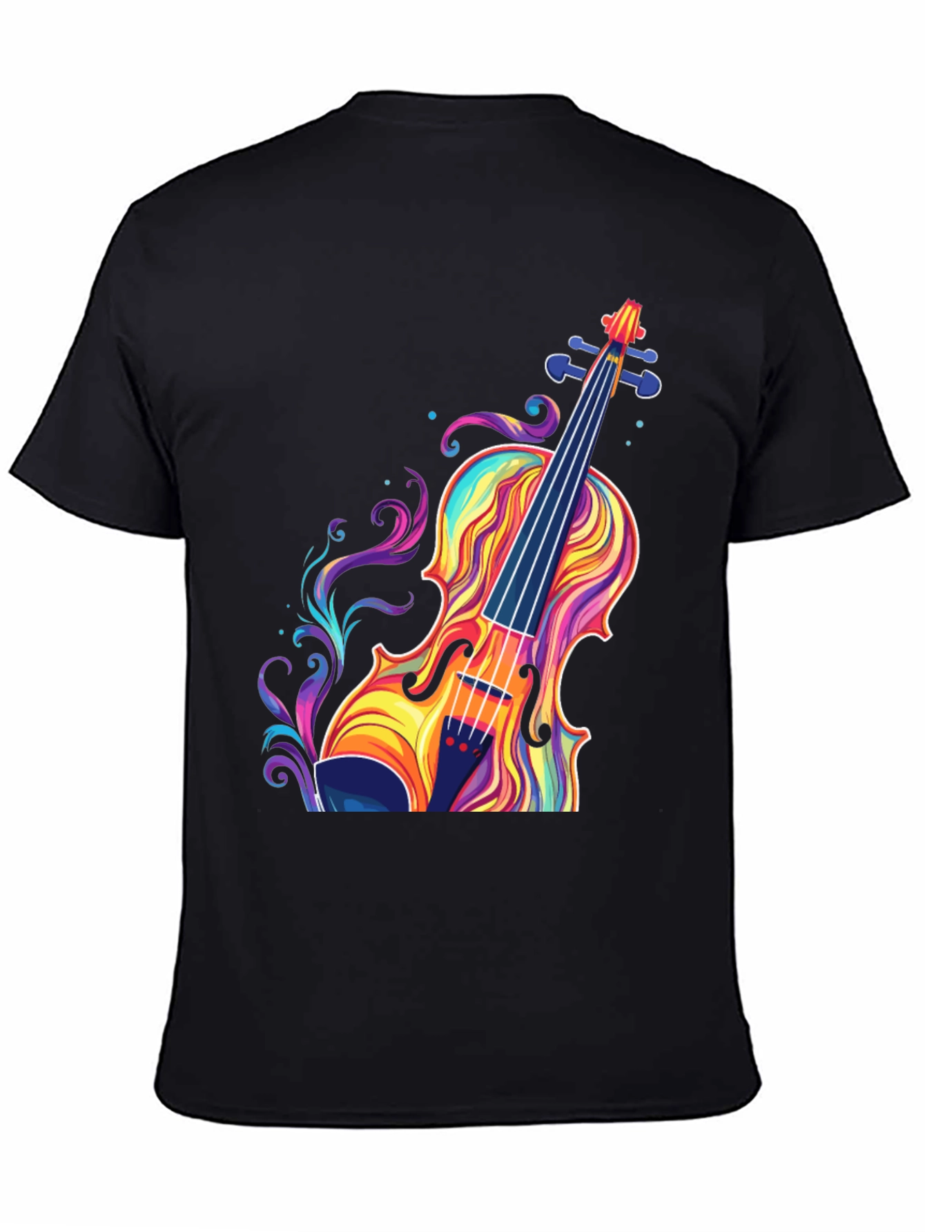 Black Colorful Violin Graphic T-Shirt - Music Lover Tee view 4