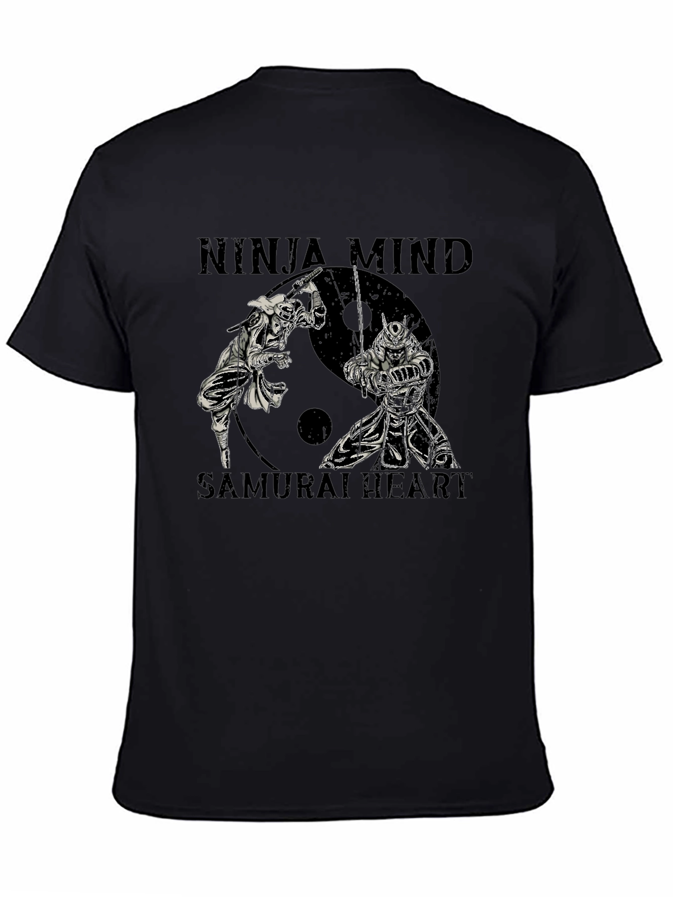 Black Ninja Mind Samurai Heart Graphic T-Shirt view 4