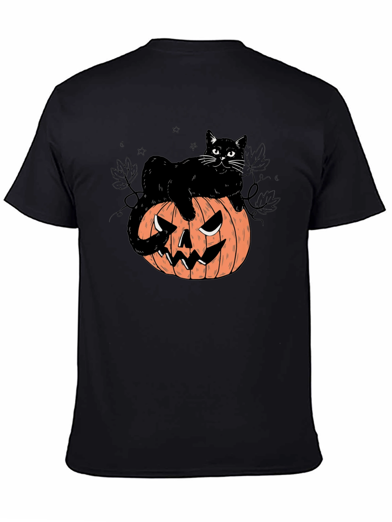 Black Halloween Cat on Pumpkin Graphic Tee view 4