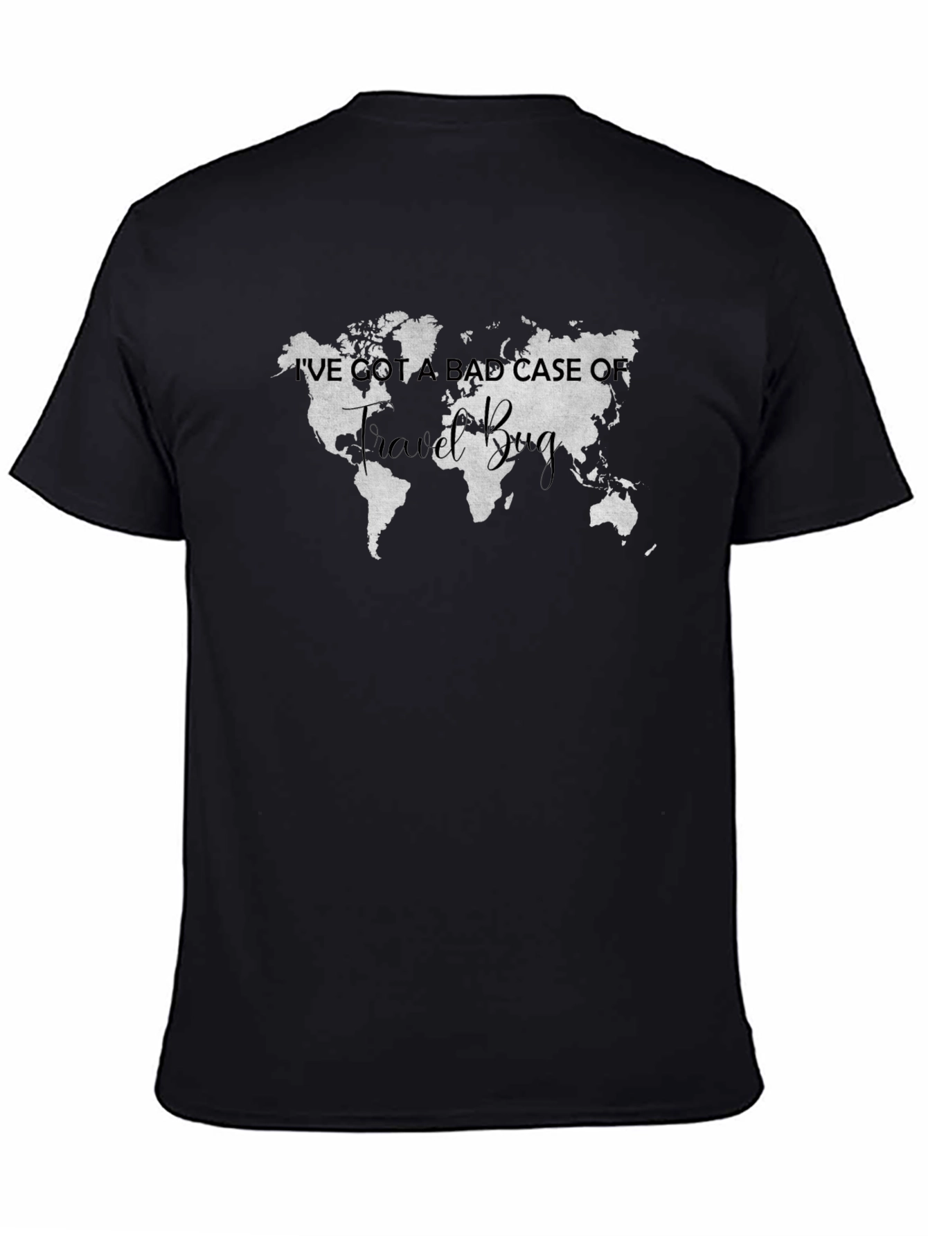 Black Travel Bug T-Shirt: World Map Graphic Tee view 4