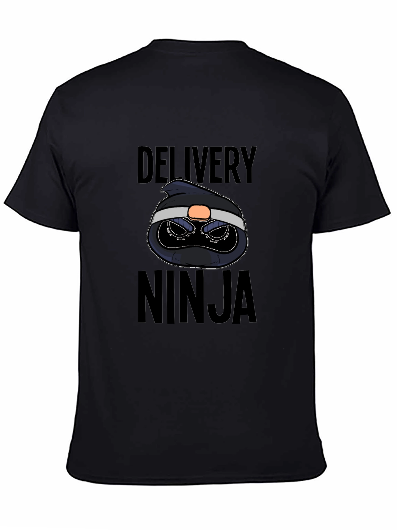 Black Delivery Ninja Graphic Tee - Black Cotton T-Shirt view 4
