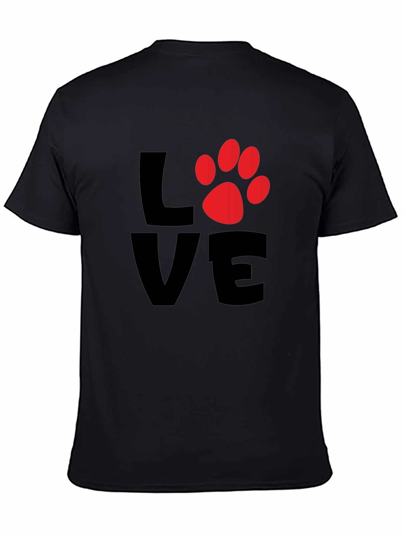 Black Love Paw Print Men's Black T-Shirt view 4