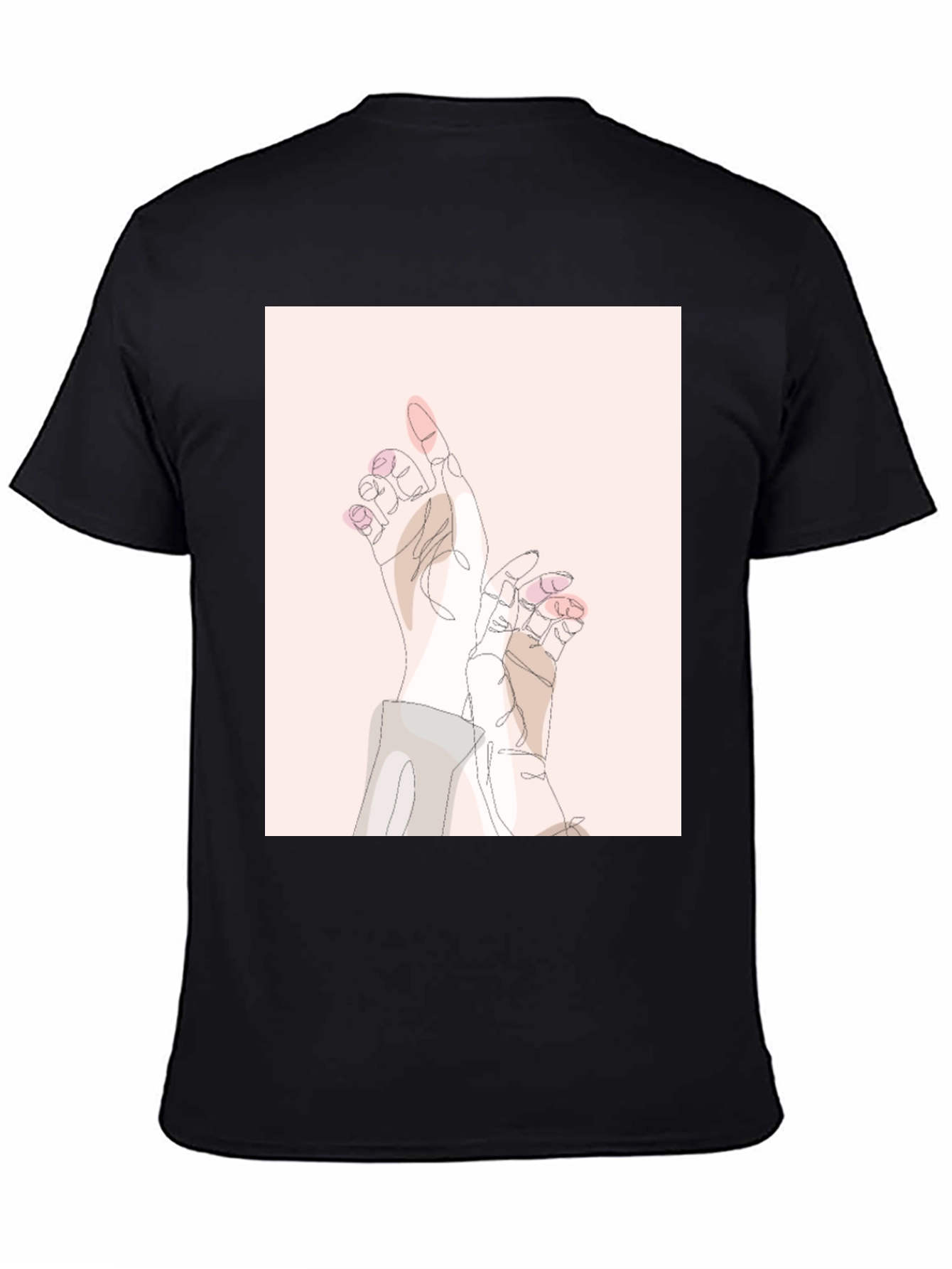 Black Abstract Hands Graphic Tee - Black Unisex T-Shirt view 4