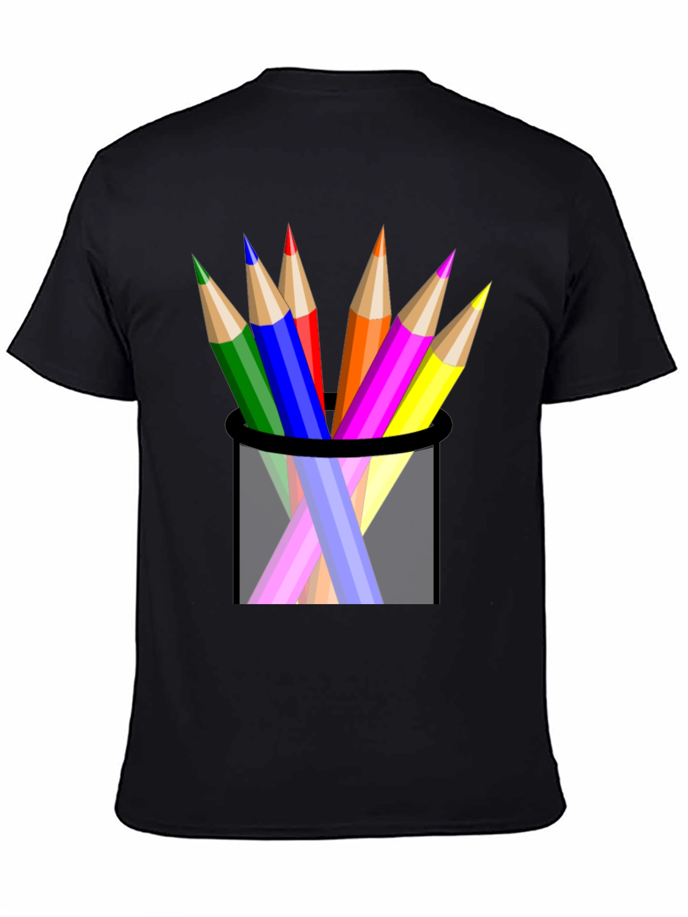 Black Colorful Pencils Black T-Shirt view 4