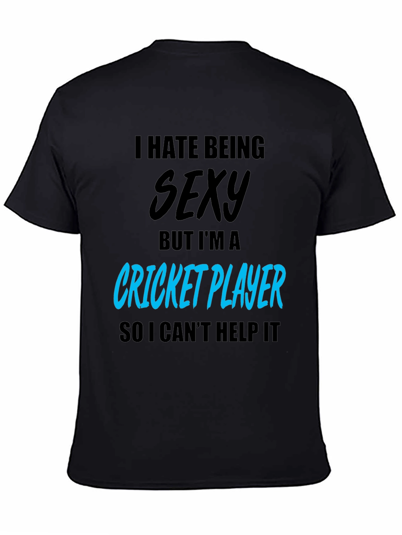 Black Funny Cricket Player Graphic T-Shirt view 4