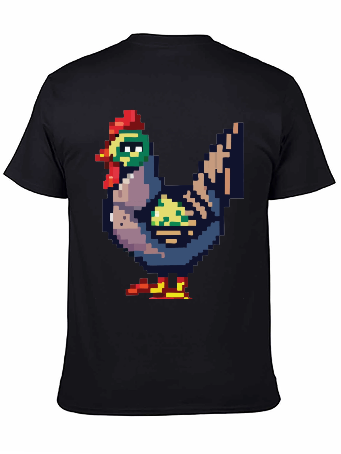 Black Pixel Chicken Tee - Retro Gaming Style view 4
