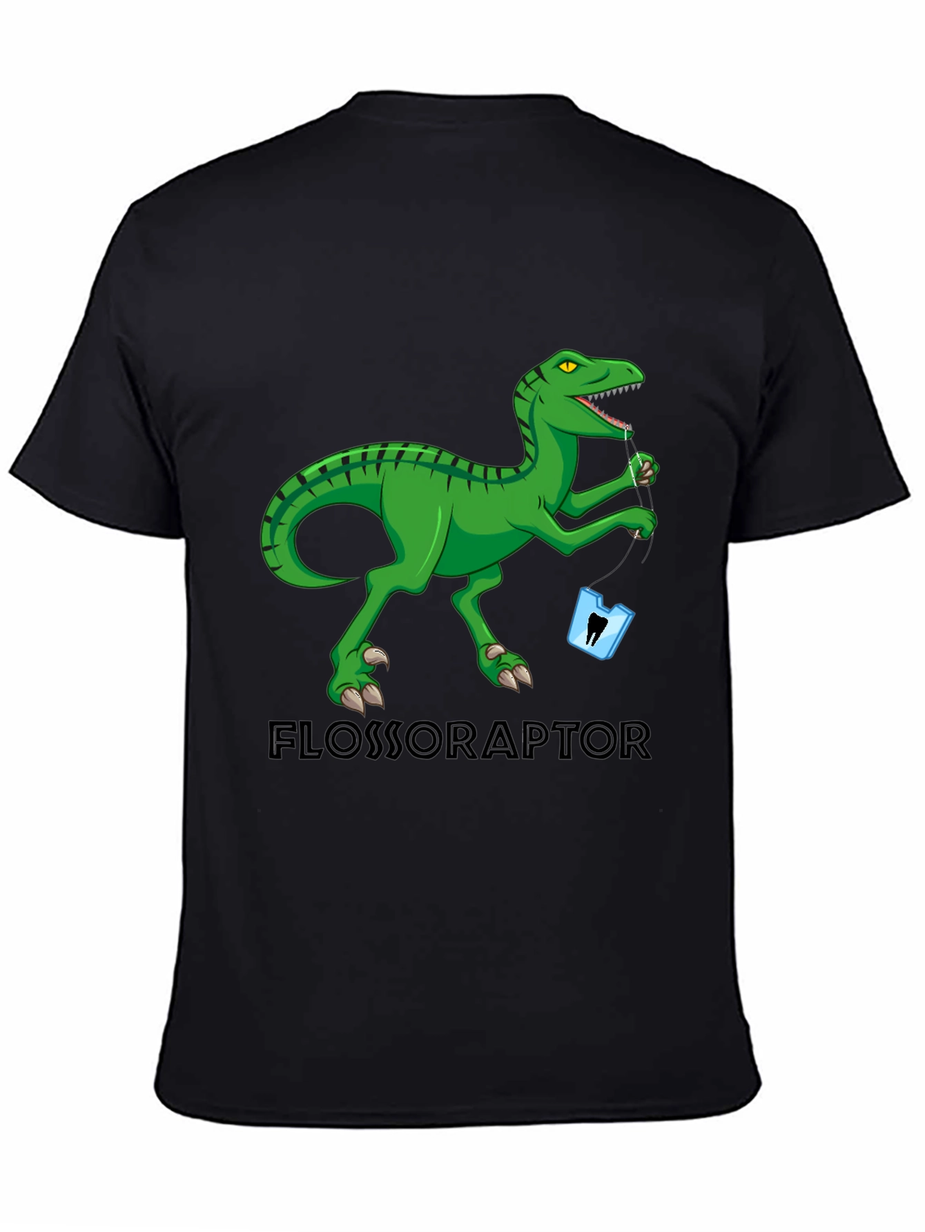Black Flossoraptor T-Shirt: Dental Humor Tee view 4