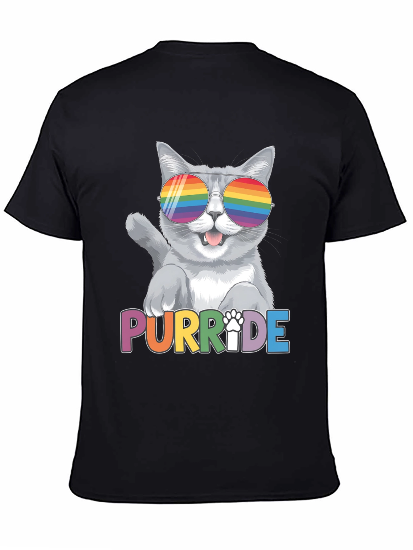 Black Purr-ide Cat T-Shirt view 4