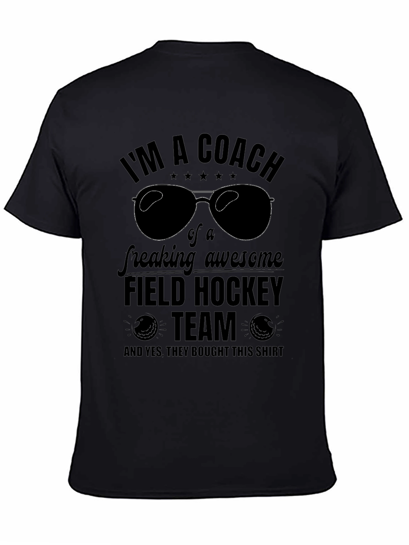 Black Field Hockey Coach T-Shirt: Awesome Team Tee view 4