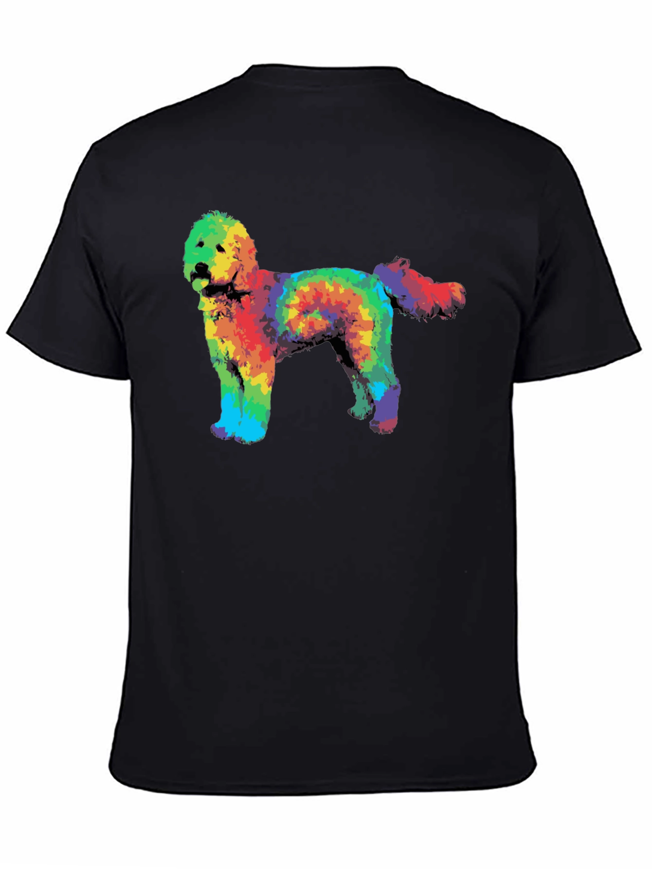 Black Rainbow Tie-Dye Doodle Dog Graphic T-Shirt view 4