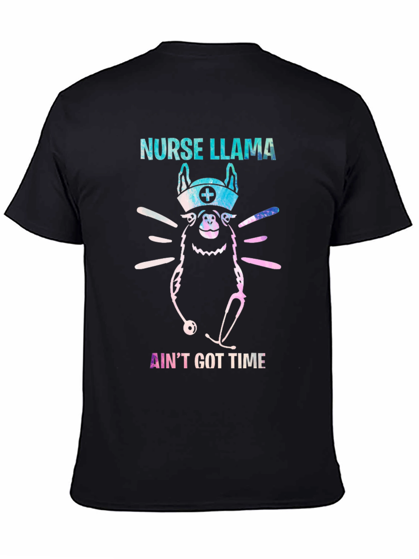 Black Nurse Llama T-Shirt - Ain't Got Time view 4