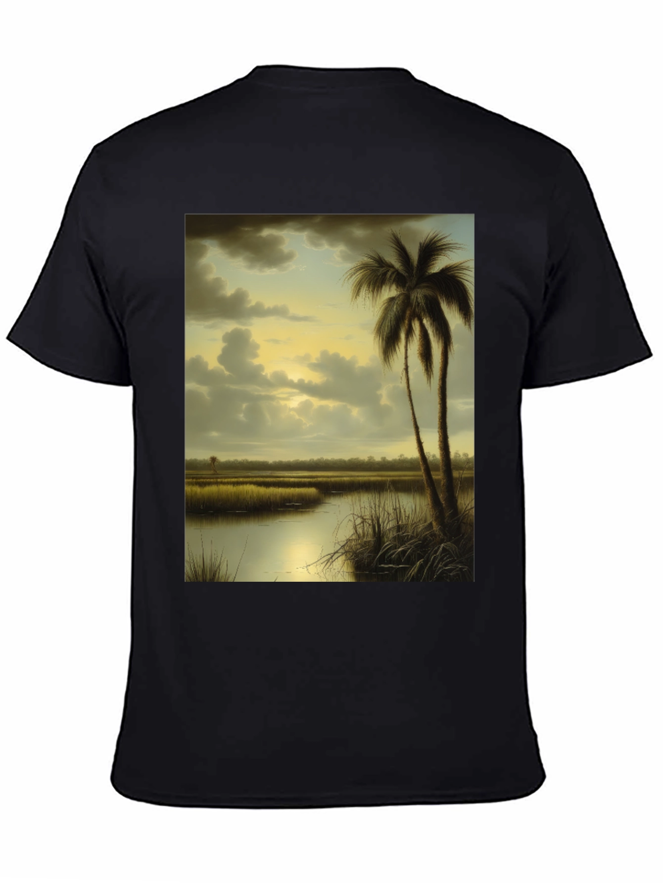 Black Tropical Marshland T-Shirt view 4