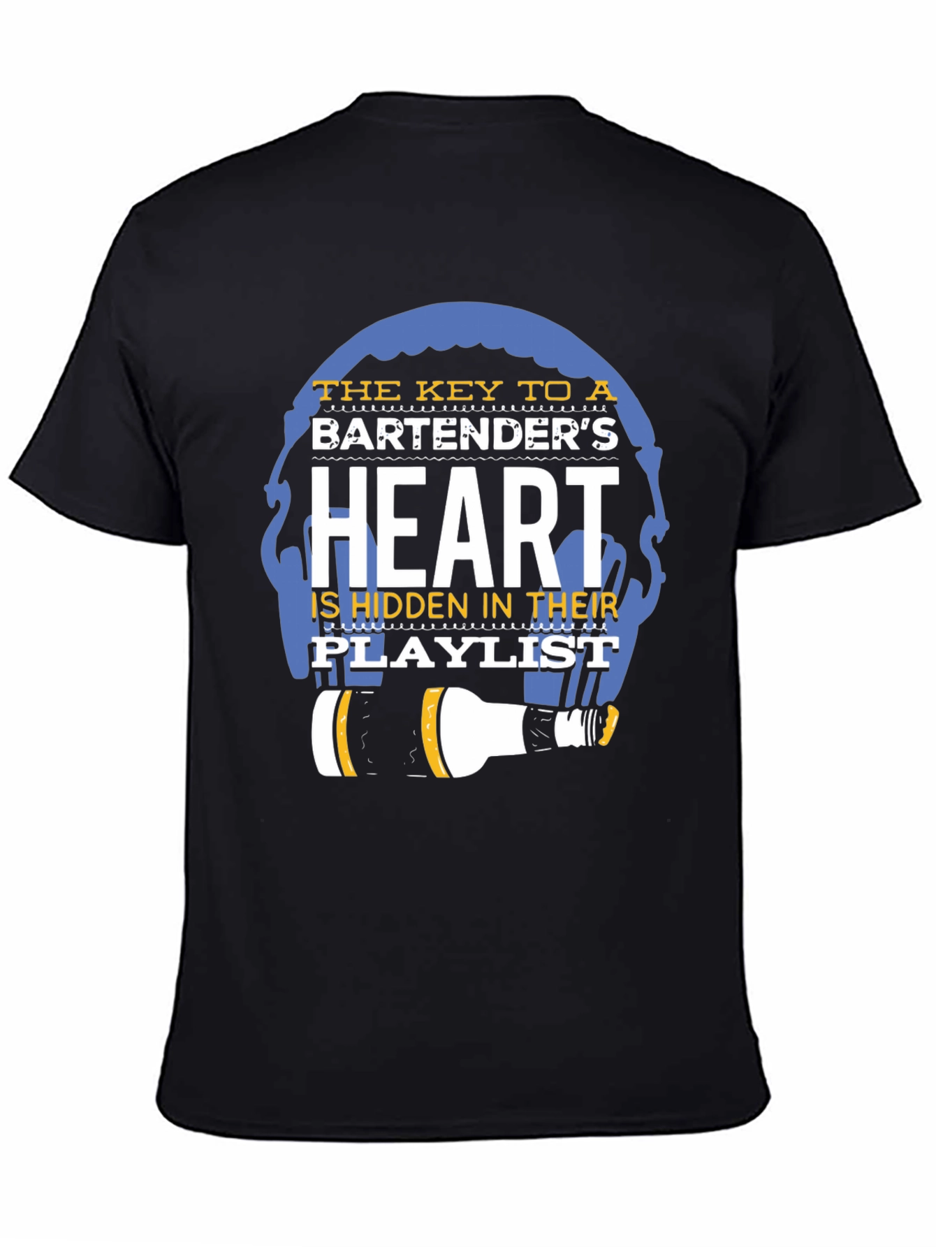Black Bartender's Heart Playlist T-Shirt - Music Lover Tee view 4