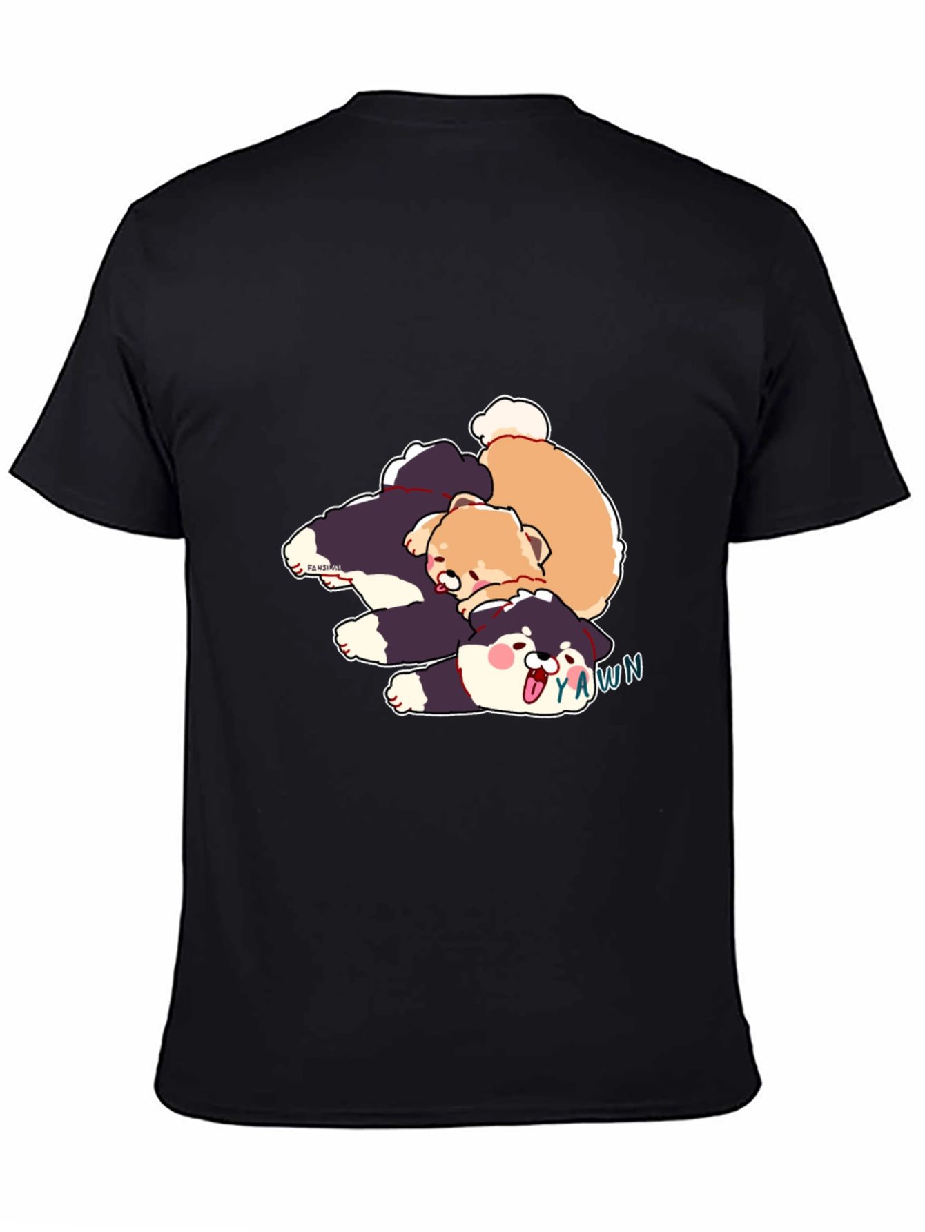 Black Cartoon Dog Pile Black T-Shirt view 4