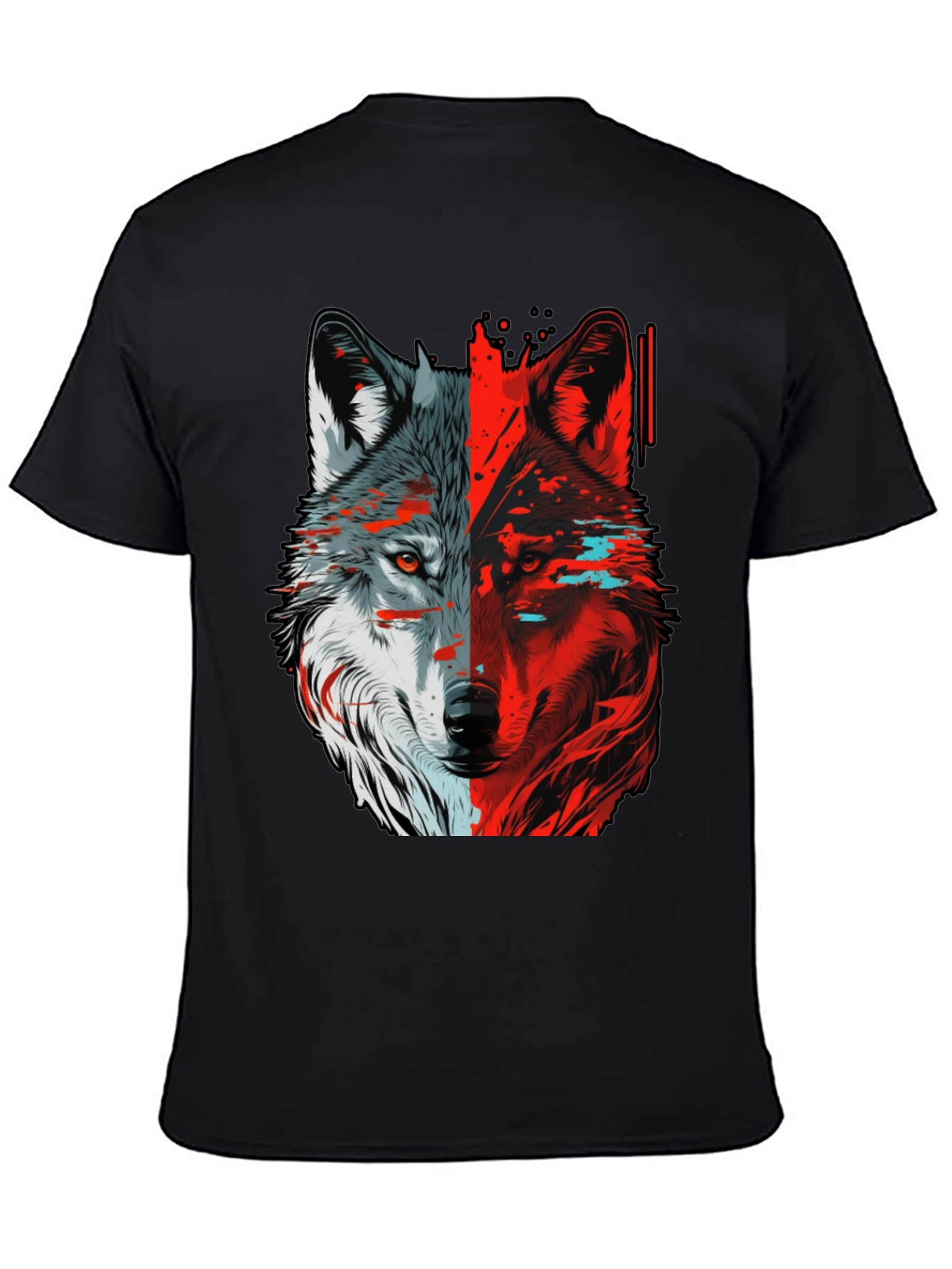 Black Bicolor Wolf Graphic T-Shirt - Stylish Animal Tee view 4
