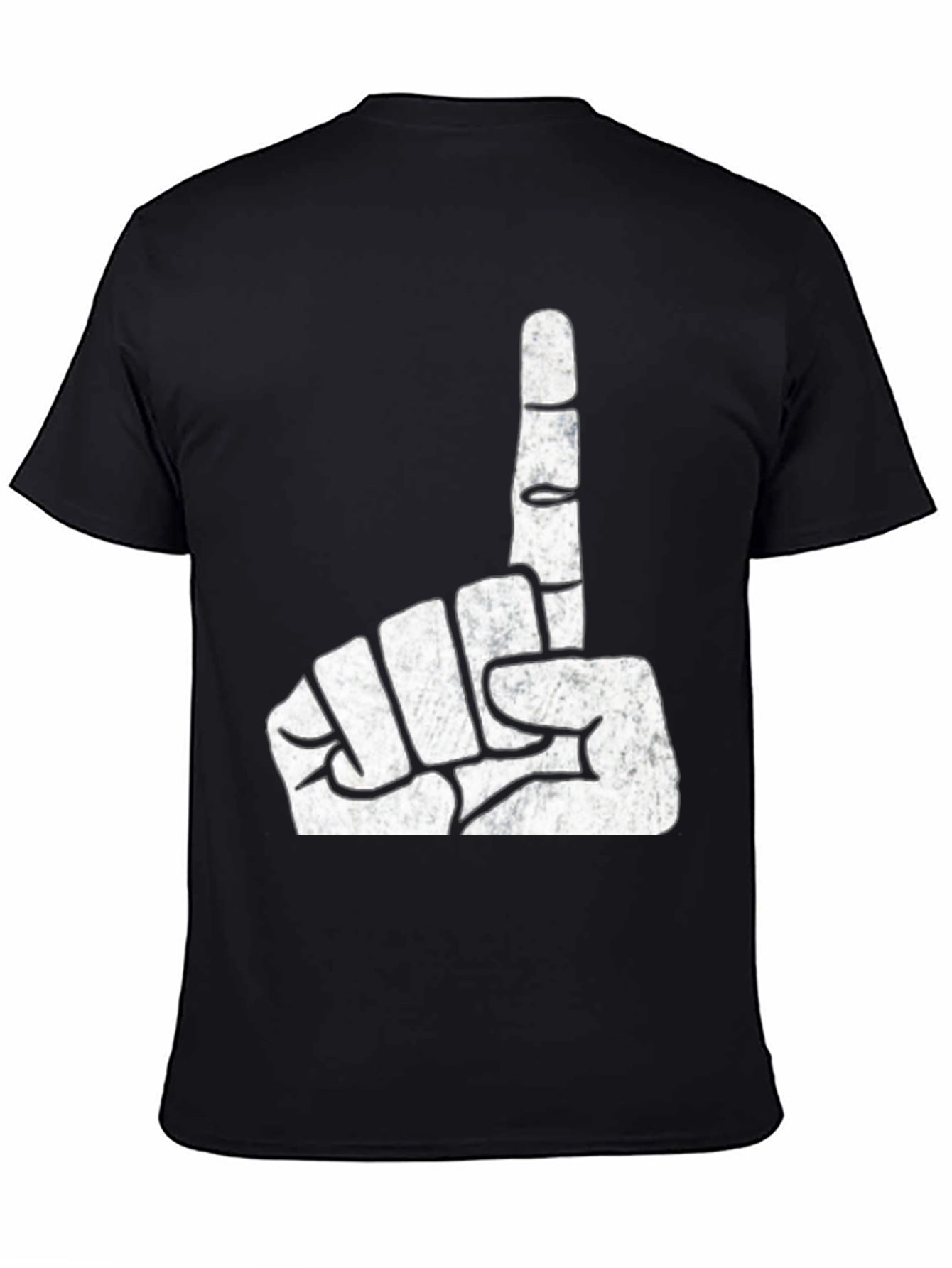 Black One Finger Gesture Graphic T-Shirt view 4