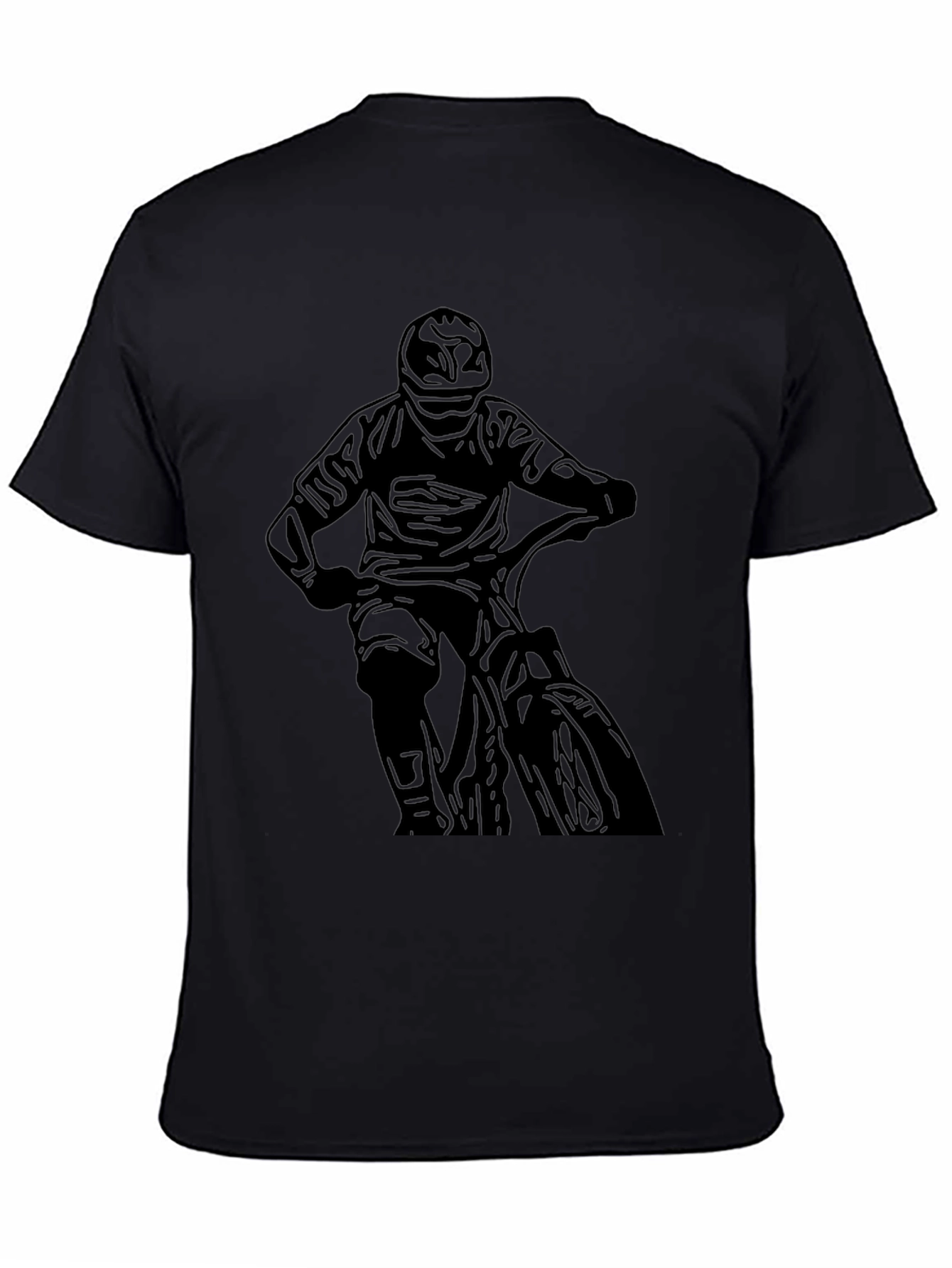 Black Men's Black Biker Graphic Tee view 4