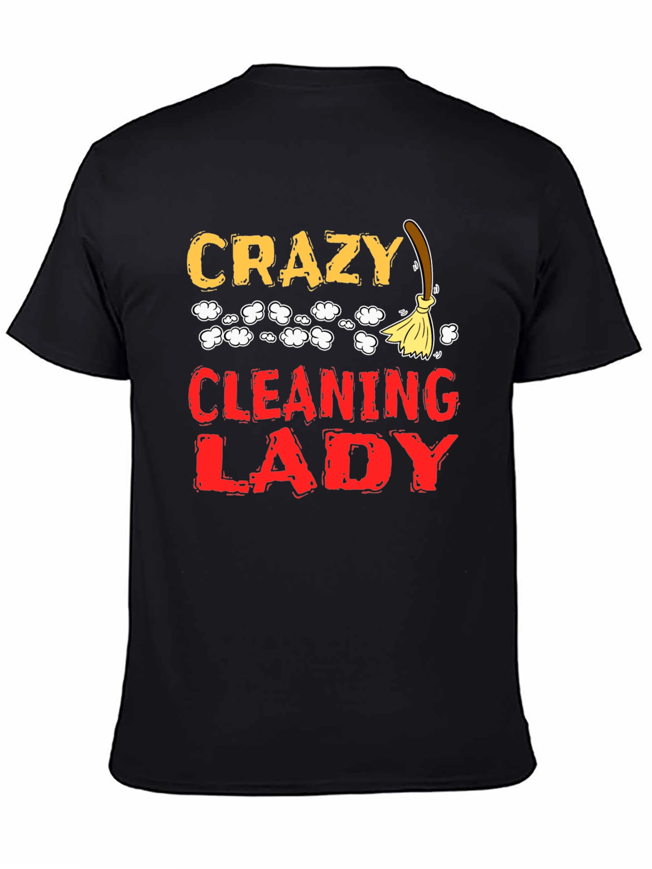 Black Crazy Cleaning Lady Graphic T-Shirt view 4