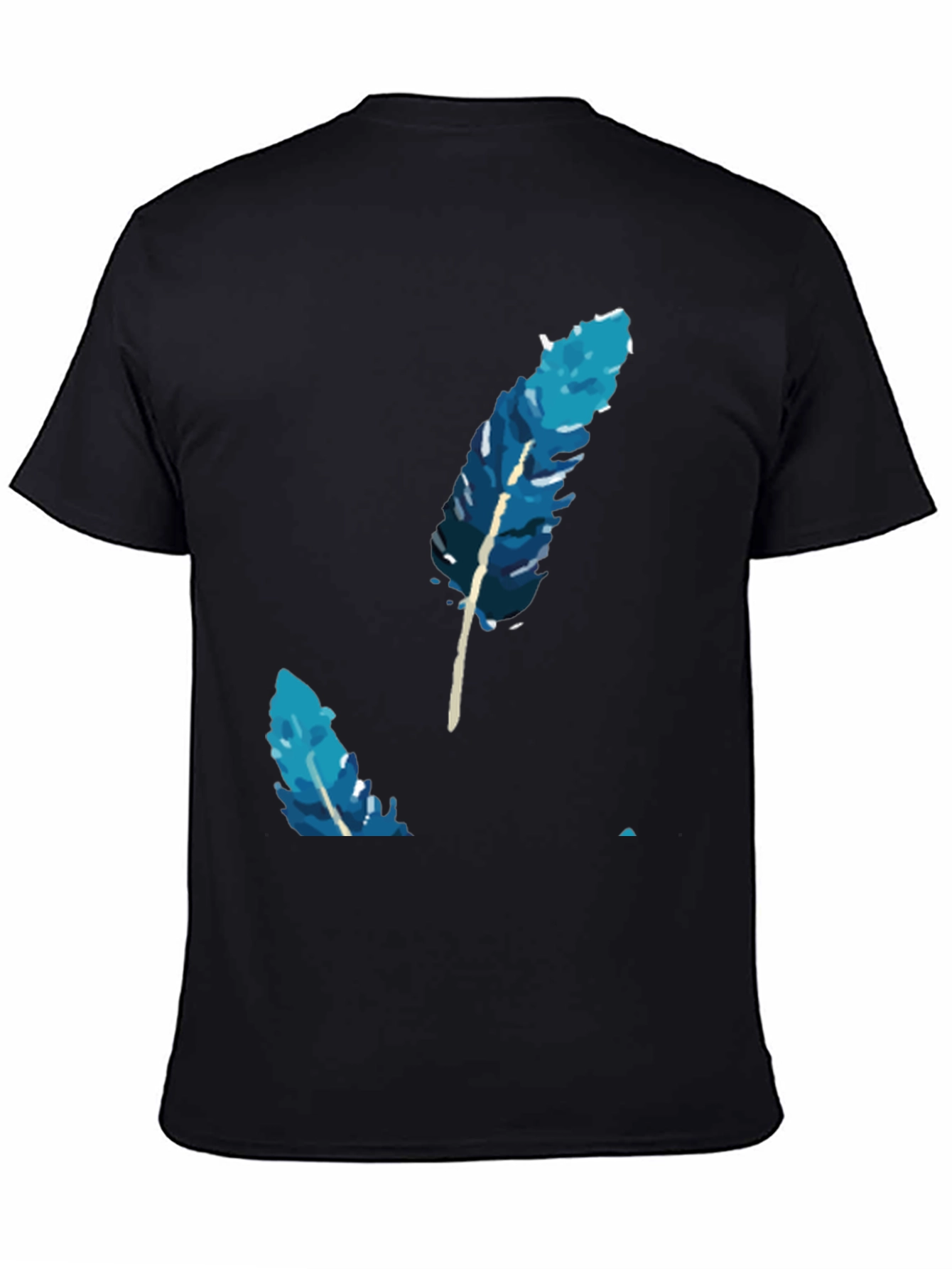 Black Blue Feather Graphic Tee - Soft Cotton Blend view 4