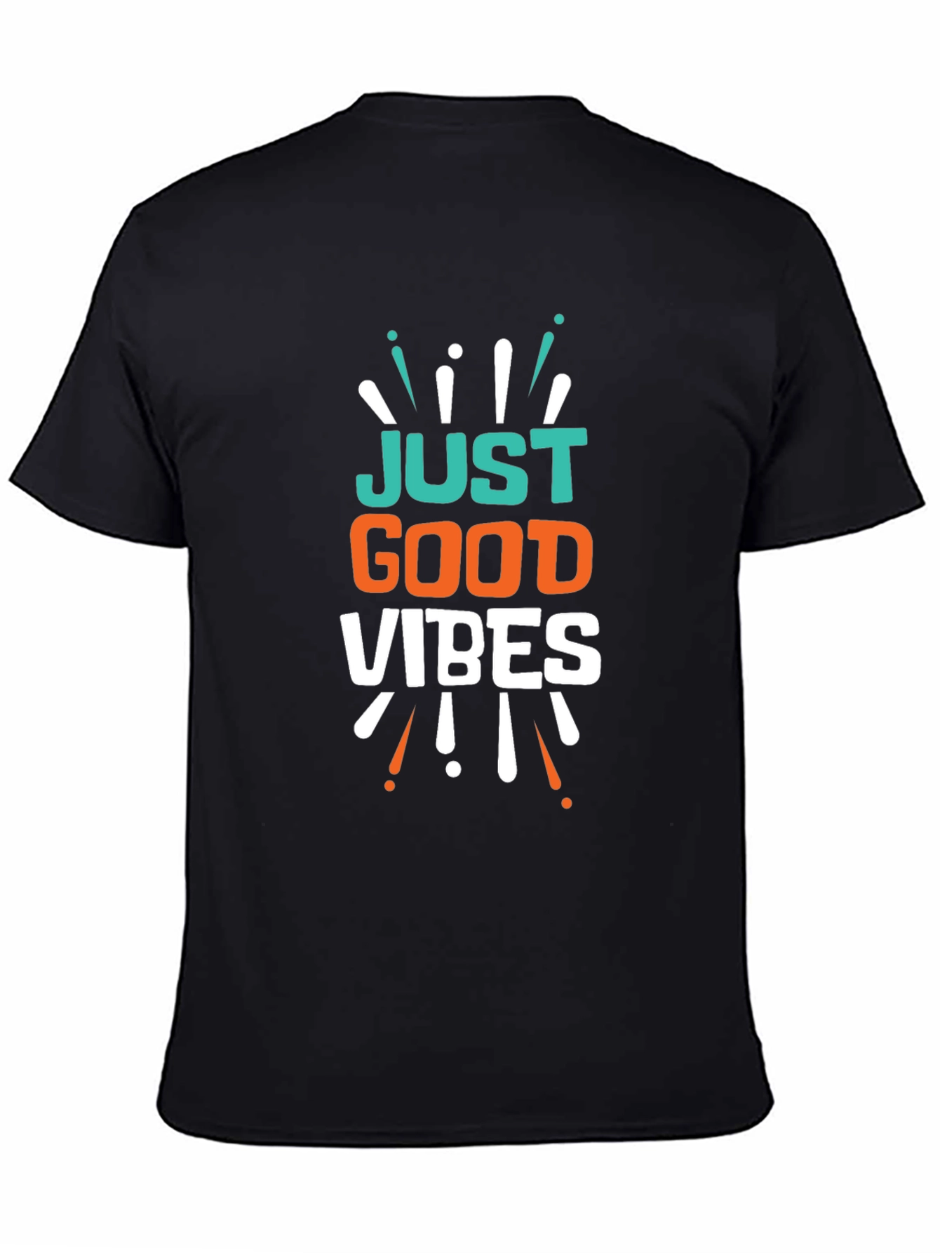 Black Just Good Vibes Graphic Tee - Black Cotton T-Shirt view 4