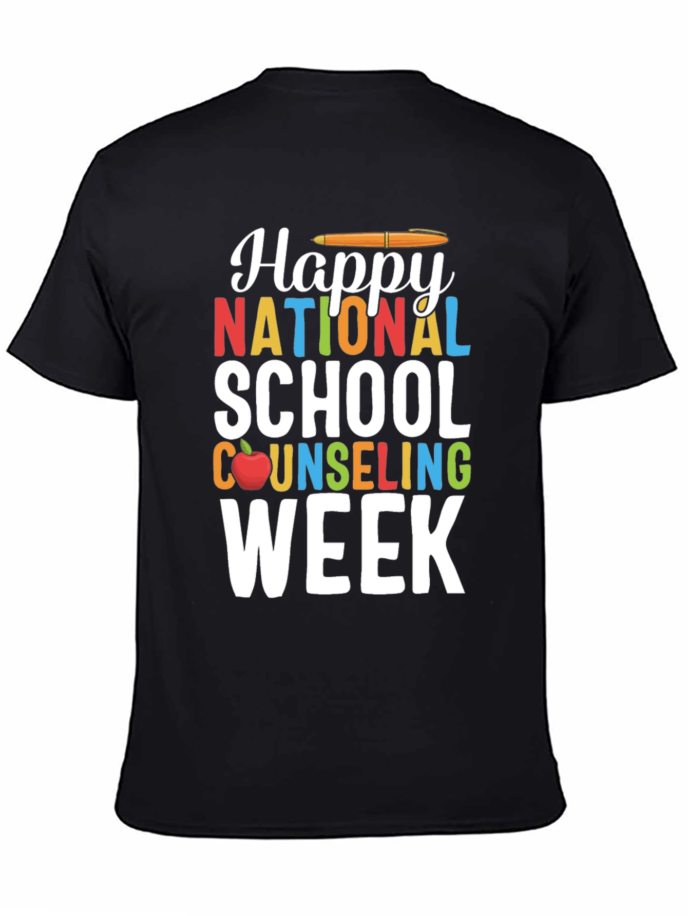 Black Happy National School Counseling Week T-Shirt view 4