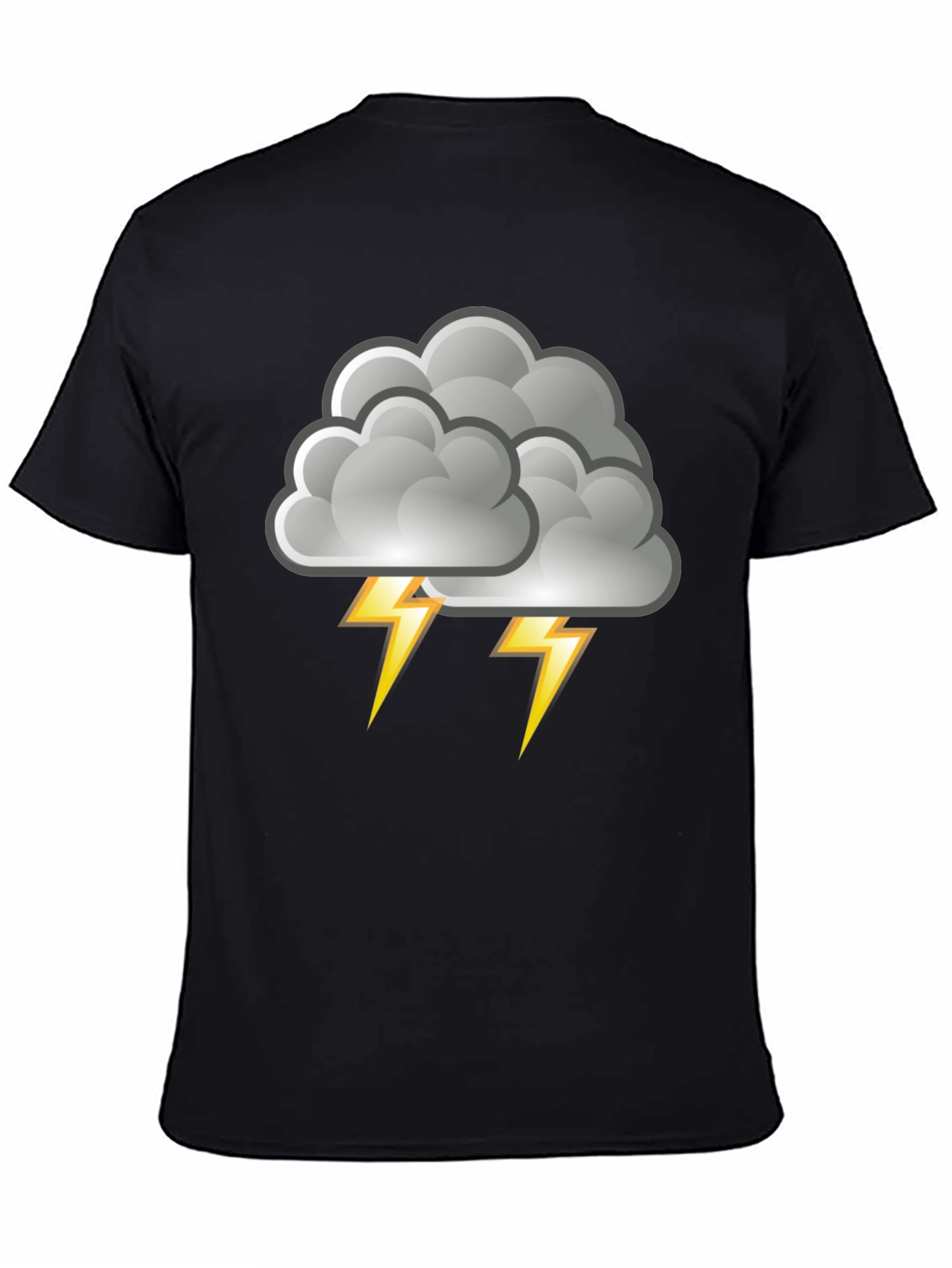Black Storm Cloud & Lightning Bolt Graphic Tee - Black view 4