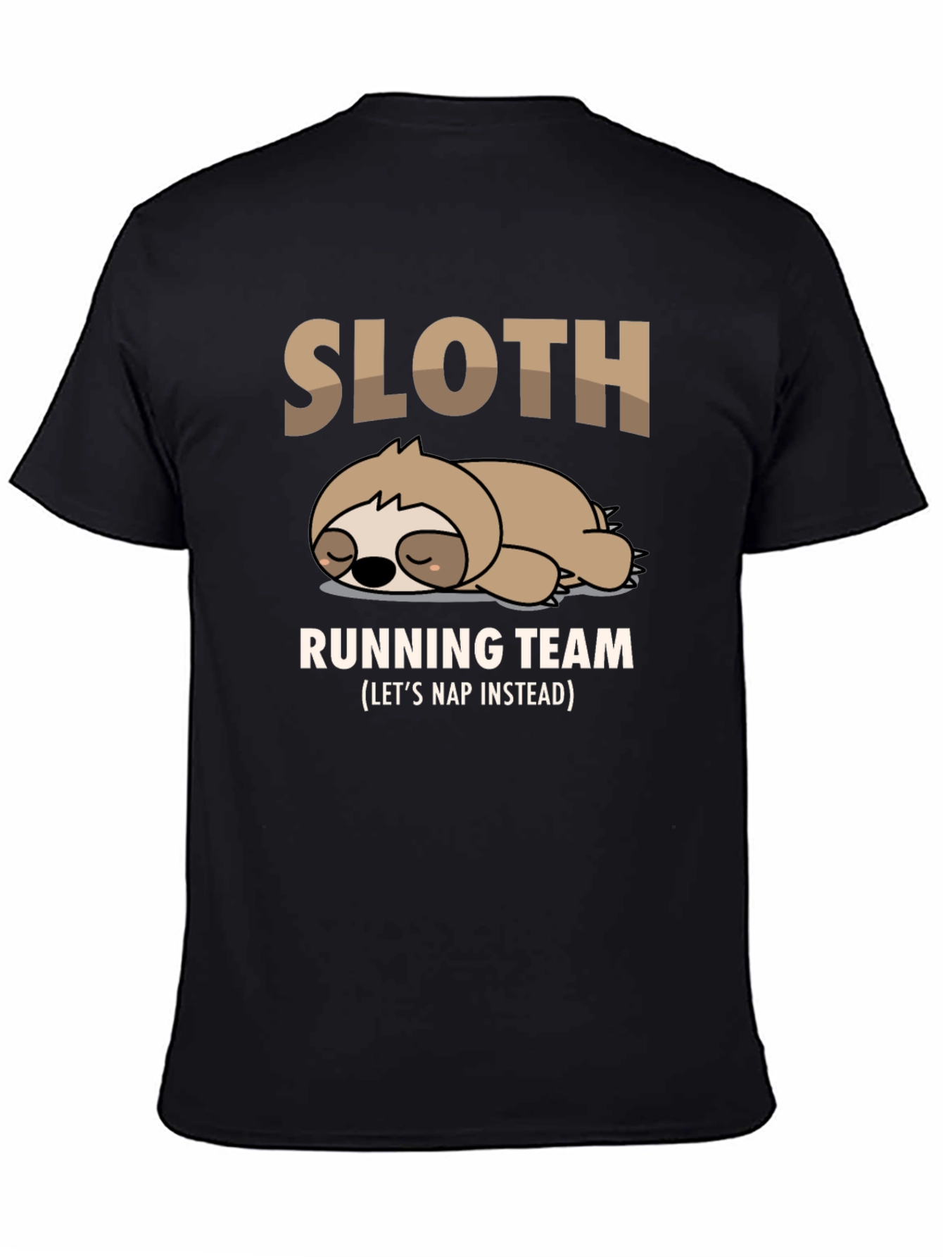 Black Sloth Running Team T-Shirt - Funny Nap Time Tee view 4