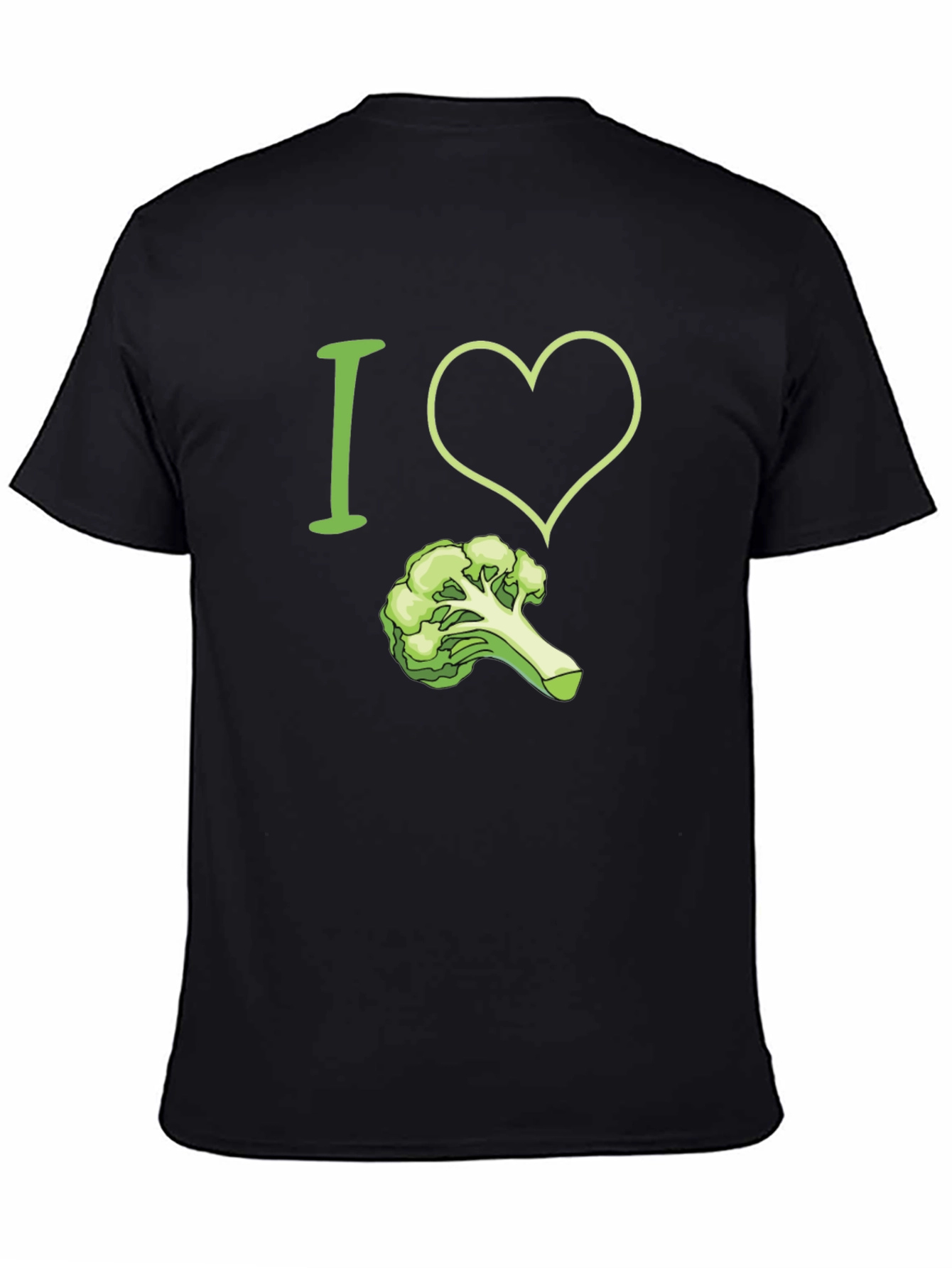 Black I Love Broccoli T-Shirt - Funny Vegan Tee view 4