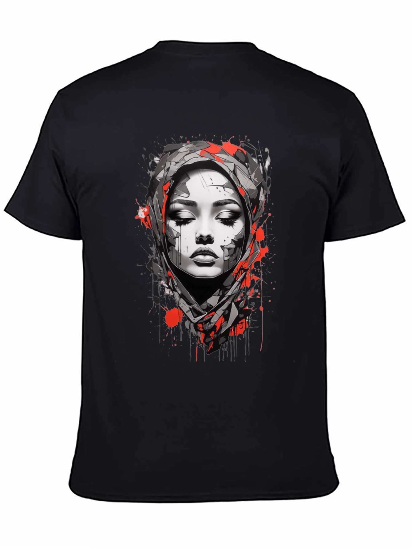 Black Abstract Woman Graphic Tee - Stylish Unisex T-Shirt view 4