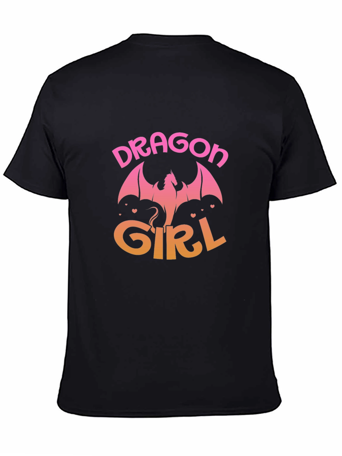 Black Dragon Girl Graphic Print Black T-Shirt view 4