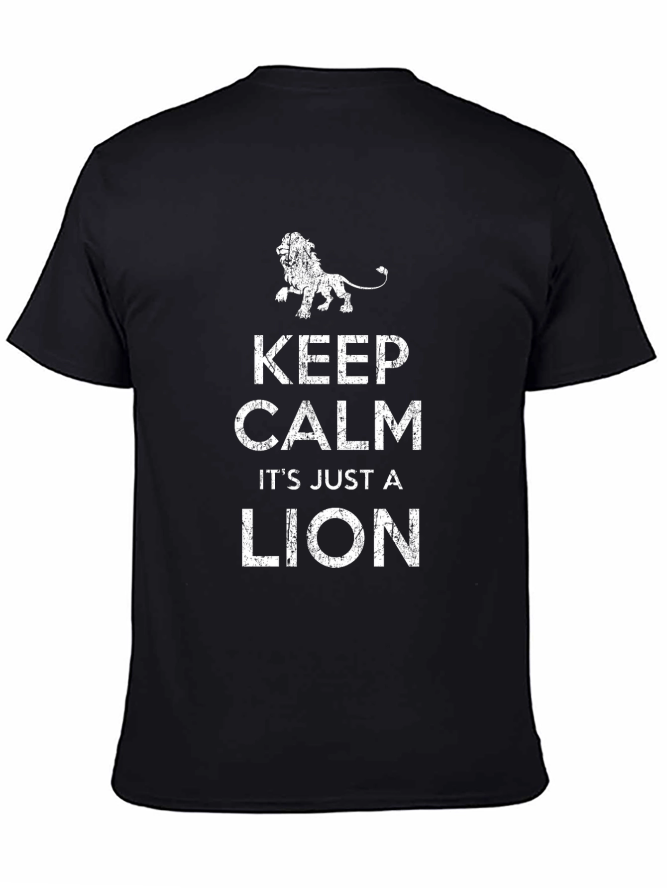 Black Keep Calm It's Just A Lion Graphic Tee view 4