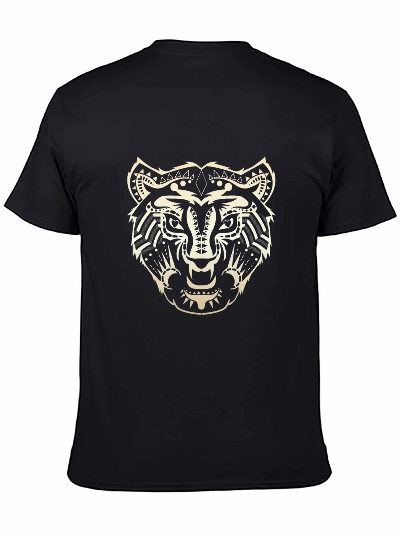 Black Tribal Tiger Graphic Black T-Shirt view 4