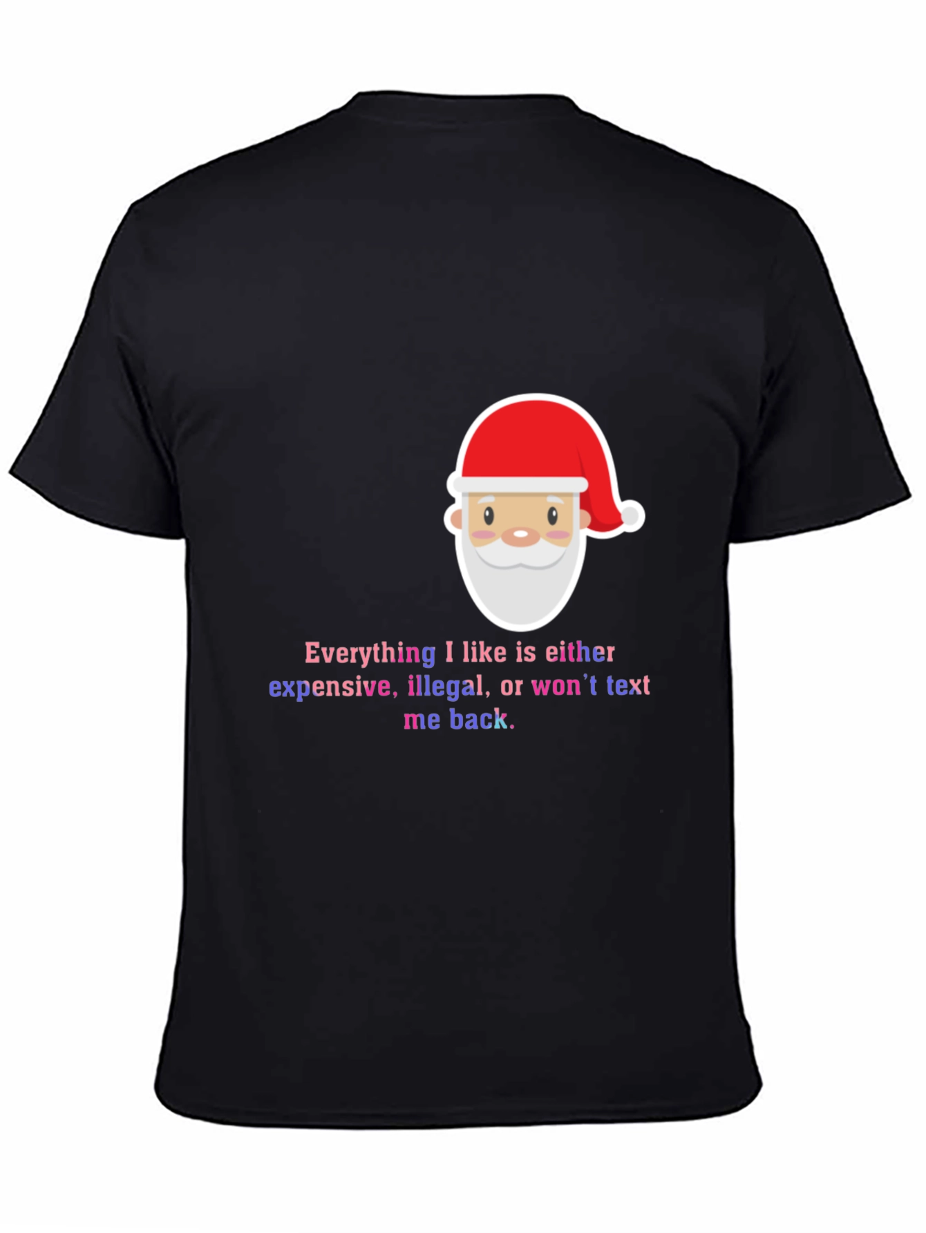 Black Funny Santa Everything I Like Men's Black T-Shirt view 4
