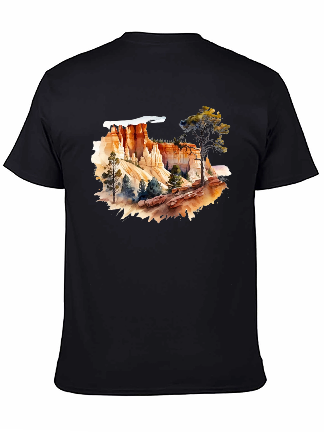 Black Bryce Canyon Watercolor Graphic Tee - Black view 4