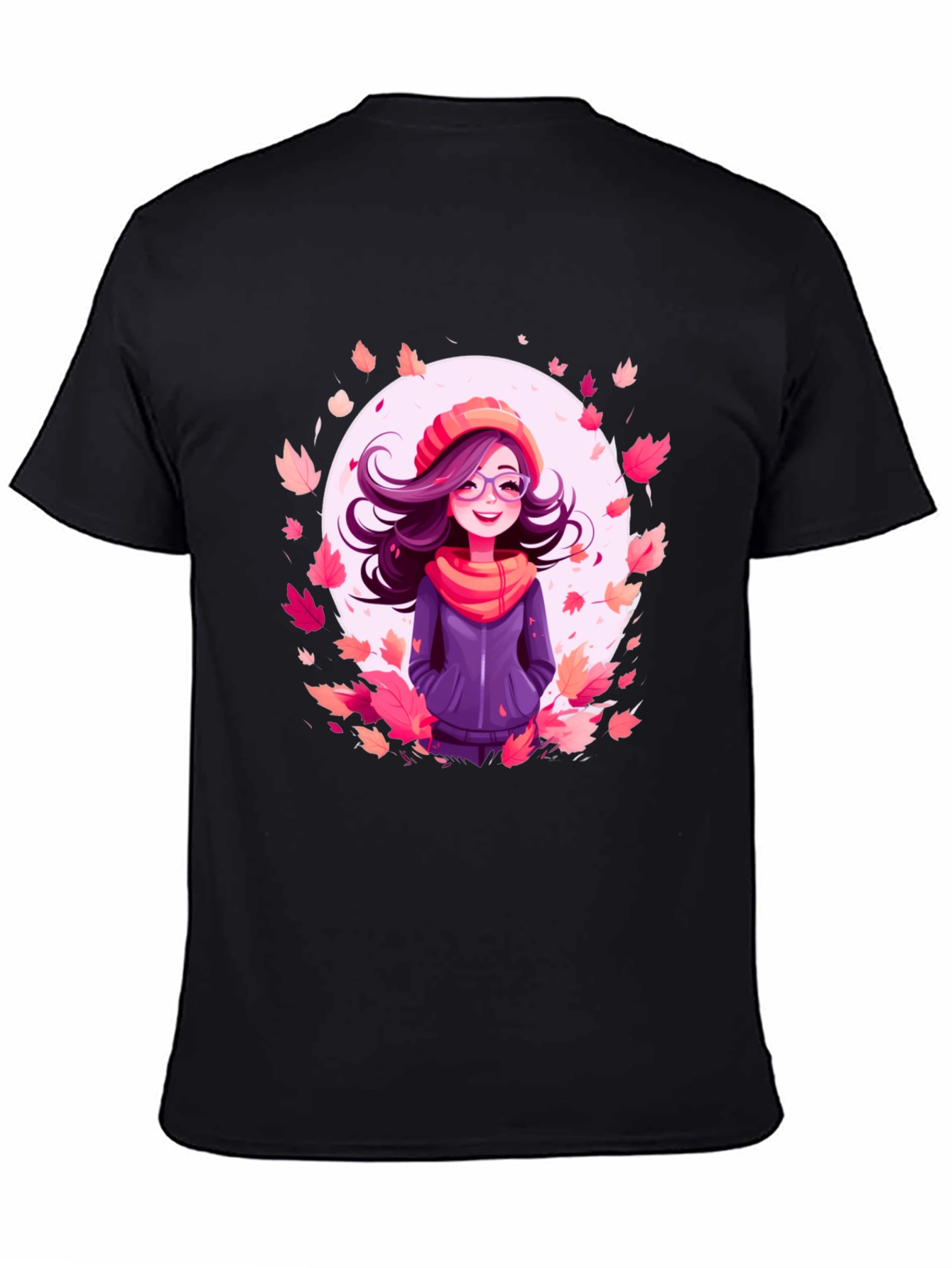 Autumn Girl Graphic Tee - Black T-Shirt - 4