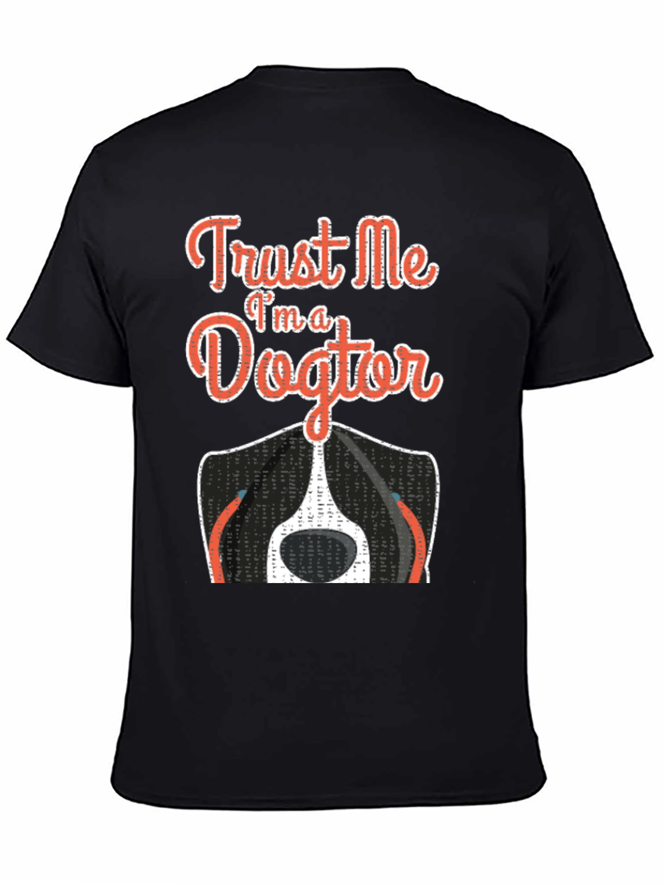 Black Trust Me I'm A Dogtor Funny Dog T-Shirt view 4