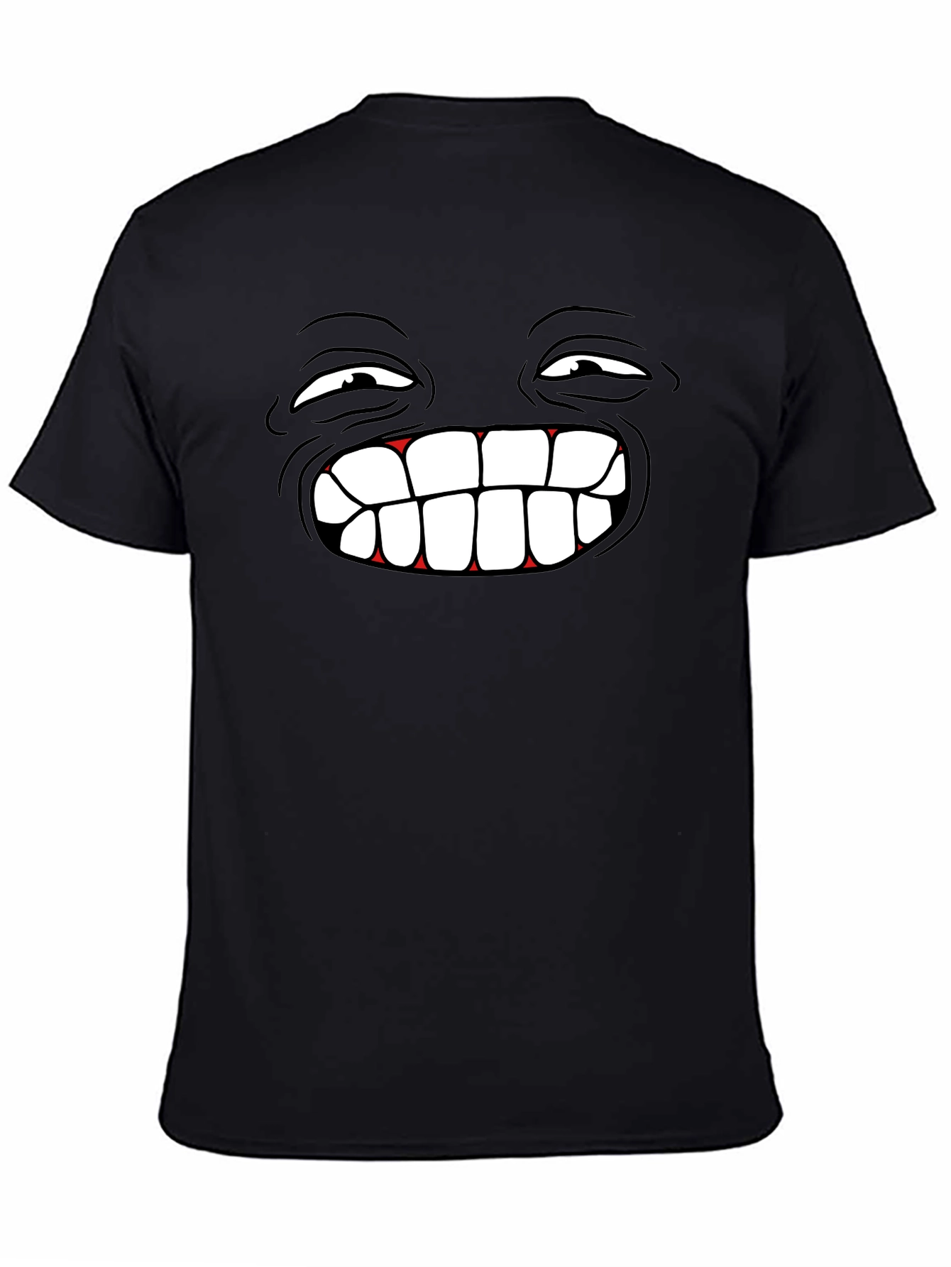 Black Funny Cartoon Face Black T-Shirt view 4
