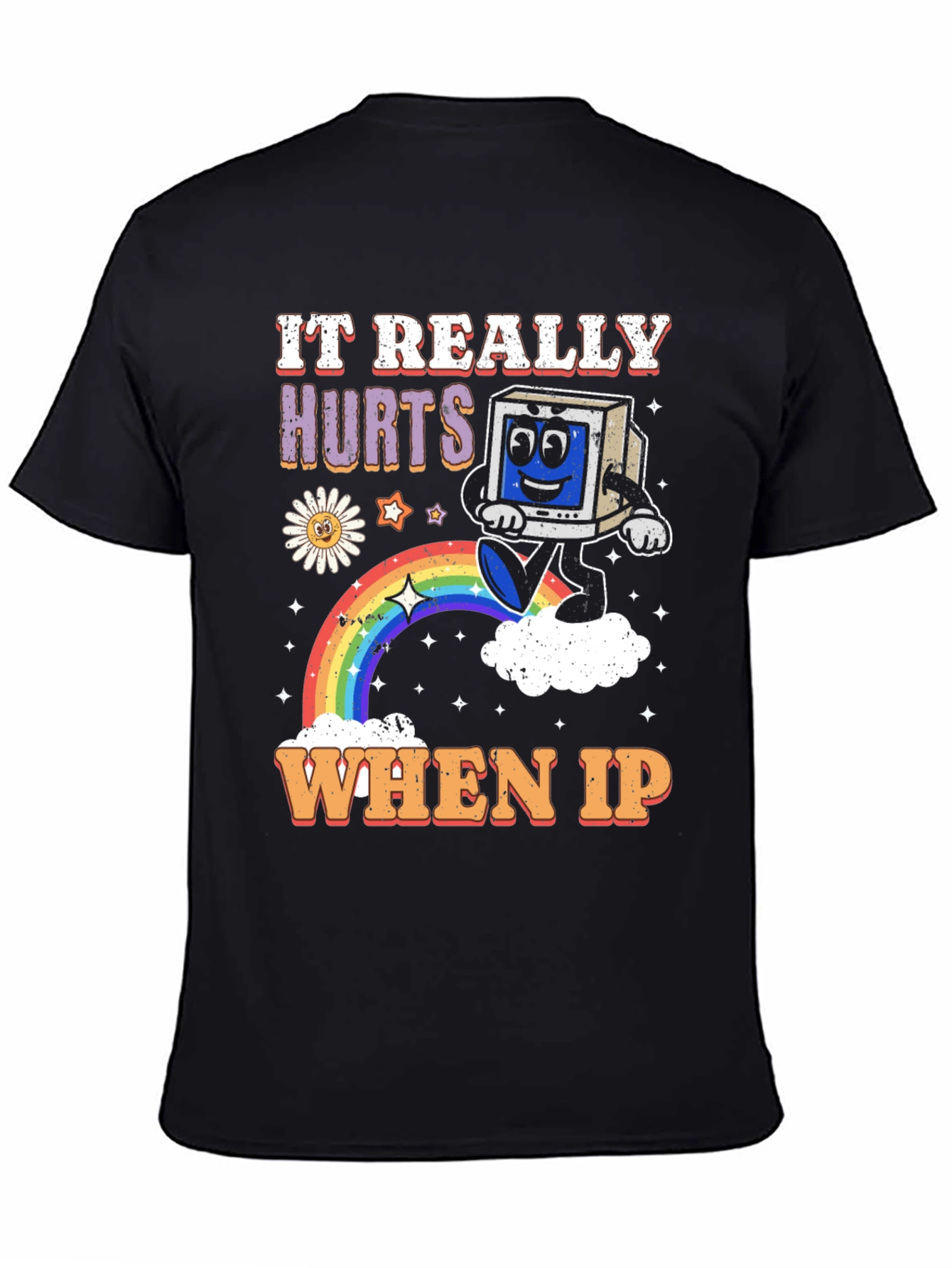 Black Retro Tech Humor T-Shirt view 4