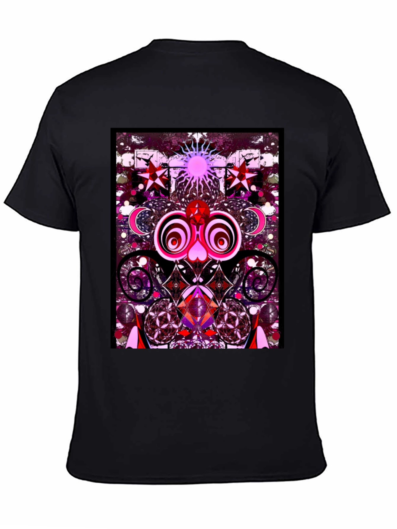 Black Psychedelic Art Graphic Tee view 4